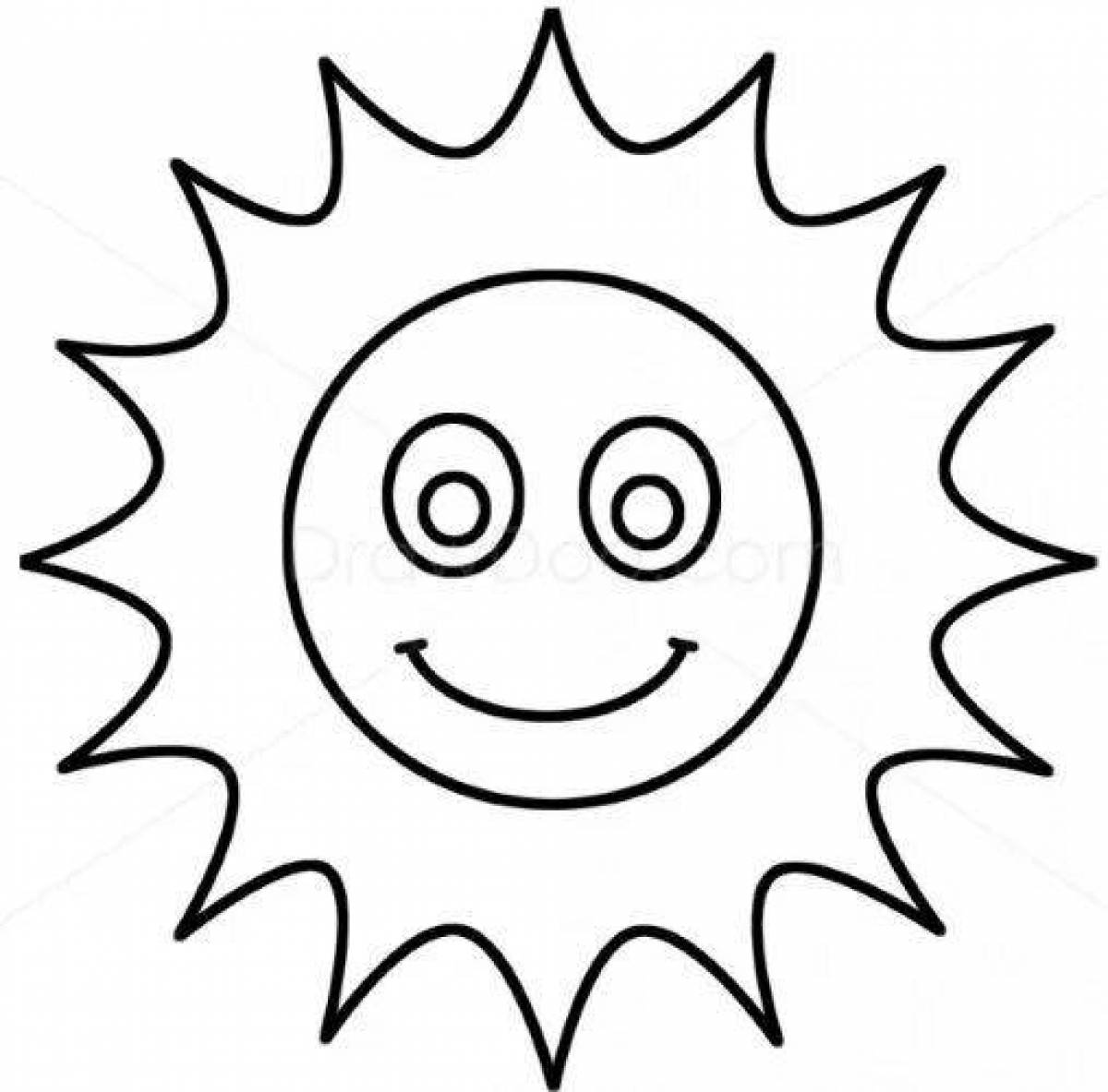 Coloring book shining sun for 3-4 year olds