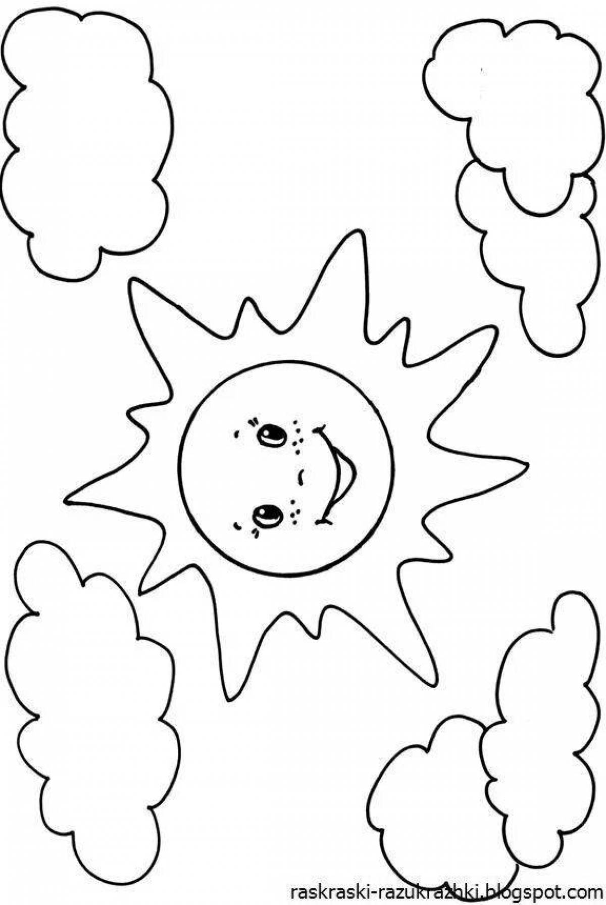 Glitter sun coloring book for kids 3-4 years old