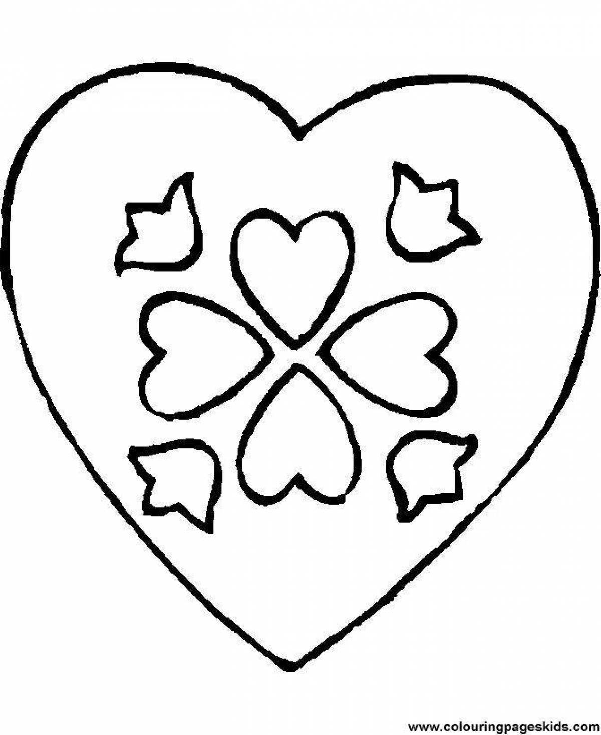 Красочное сердце-раскраска для детей 4-5 лет