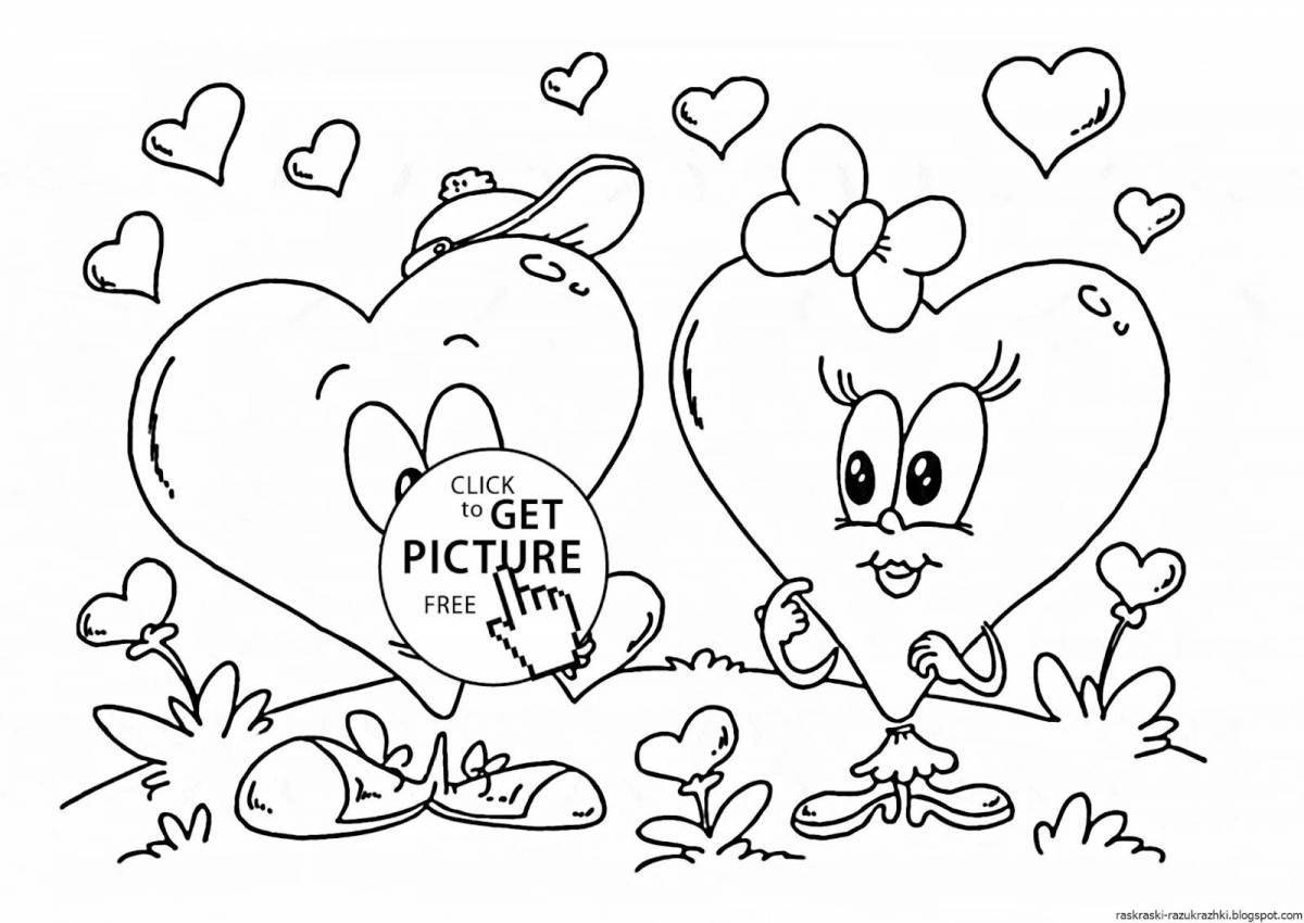 Glamorous heart coloring book for kids