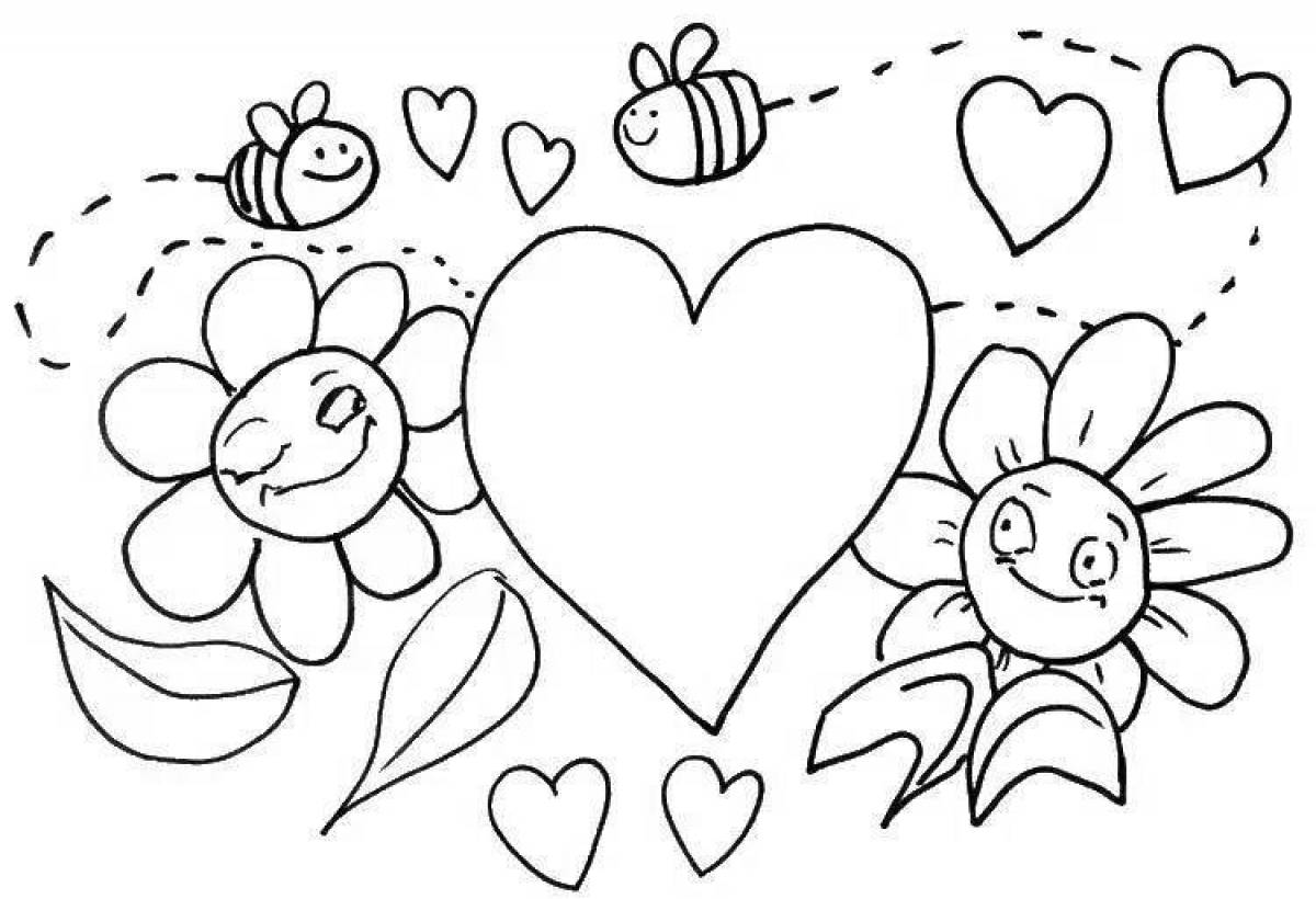 Adorable heart coloring page for kids