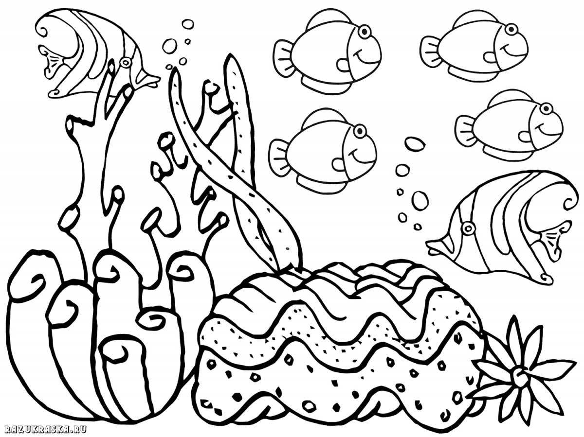 Яркая морская жизнь раскраска для детей 5-6 лет