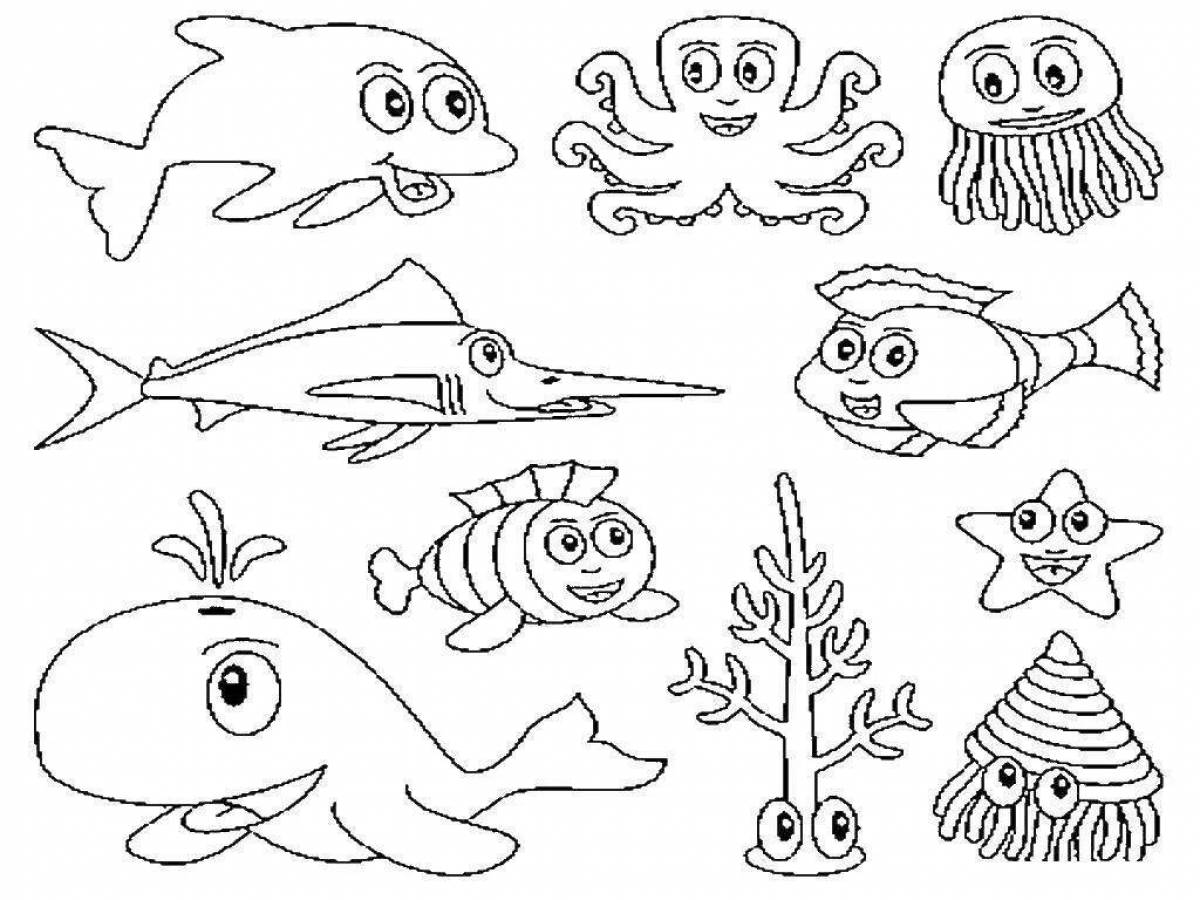 Colorific marine life coloring page для детей 5-6 лет