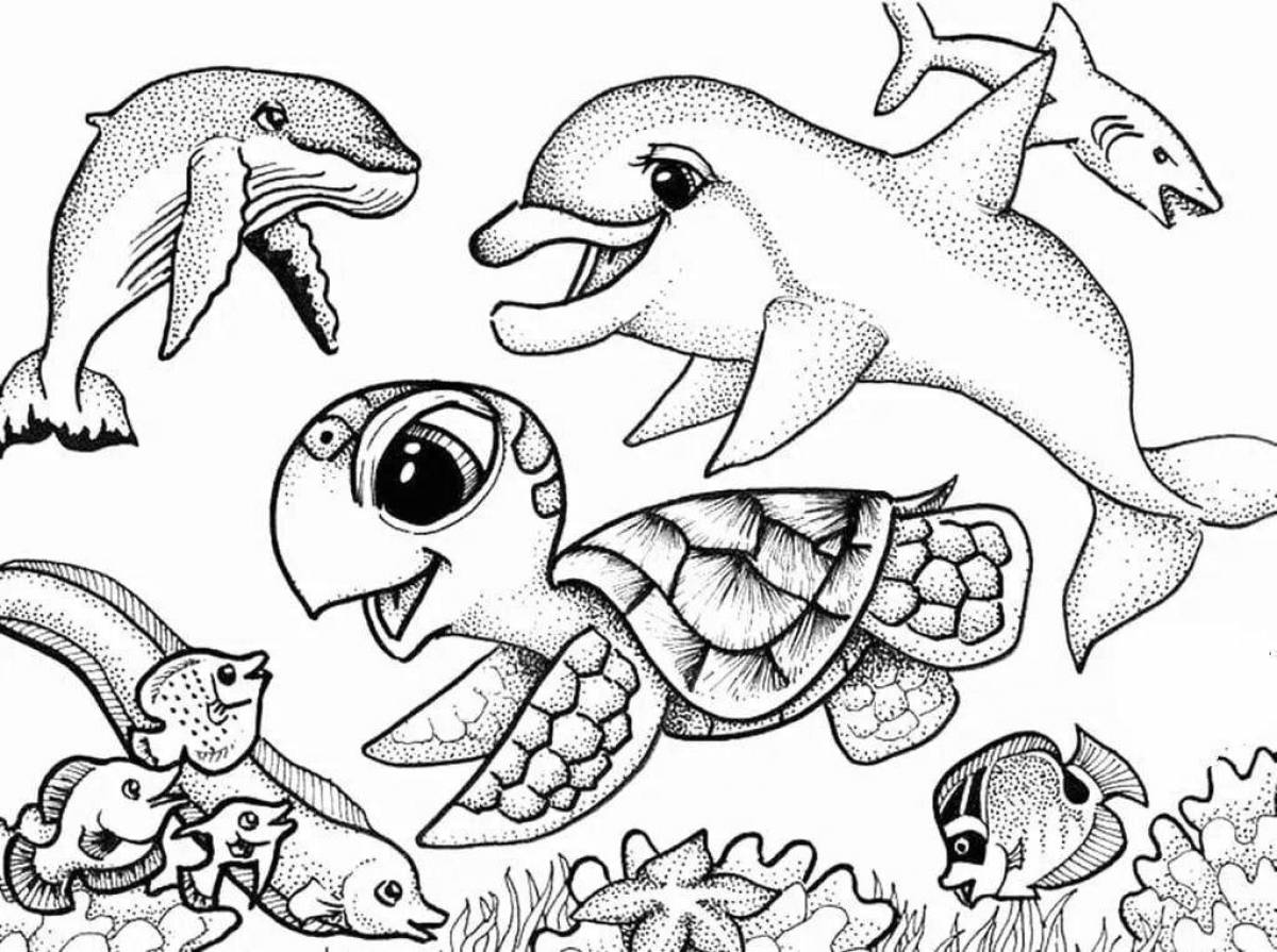 Coloring sea life for children 5-6 years old