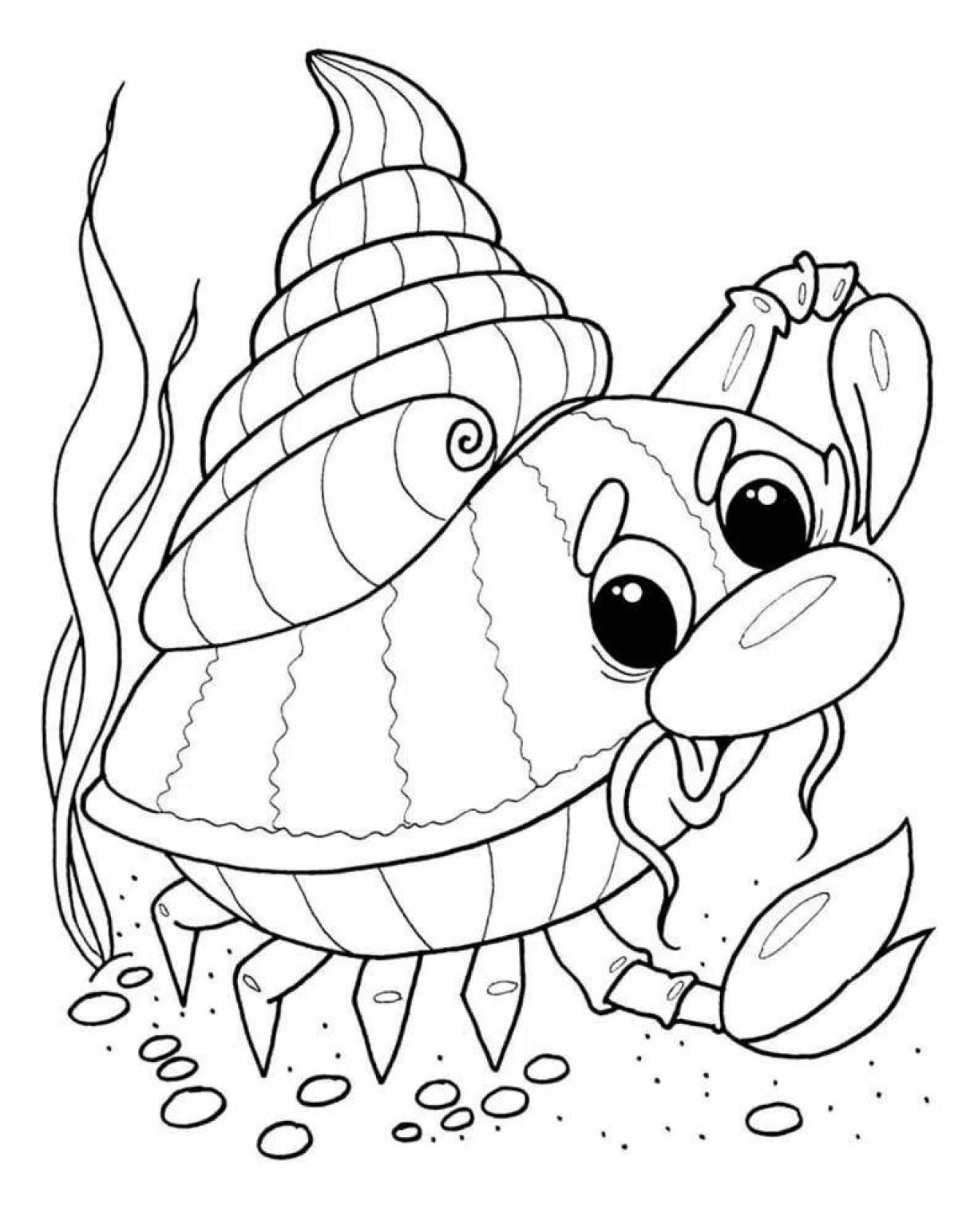 Colorful marine life coloring book for 5-6 year olds