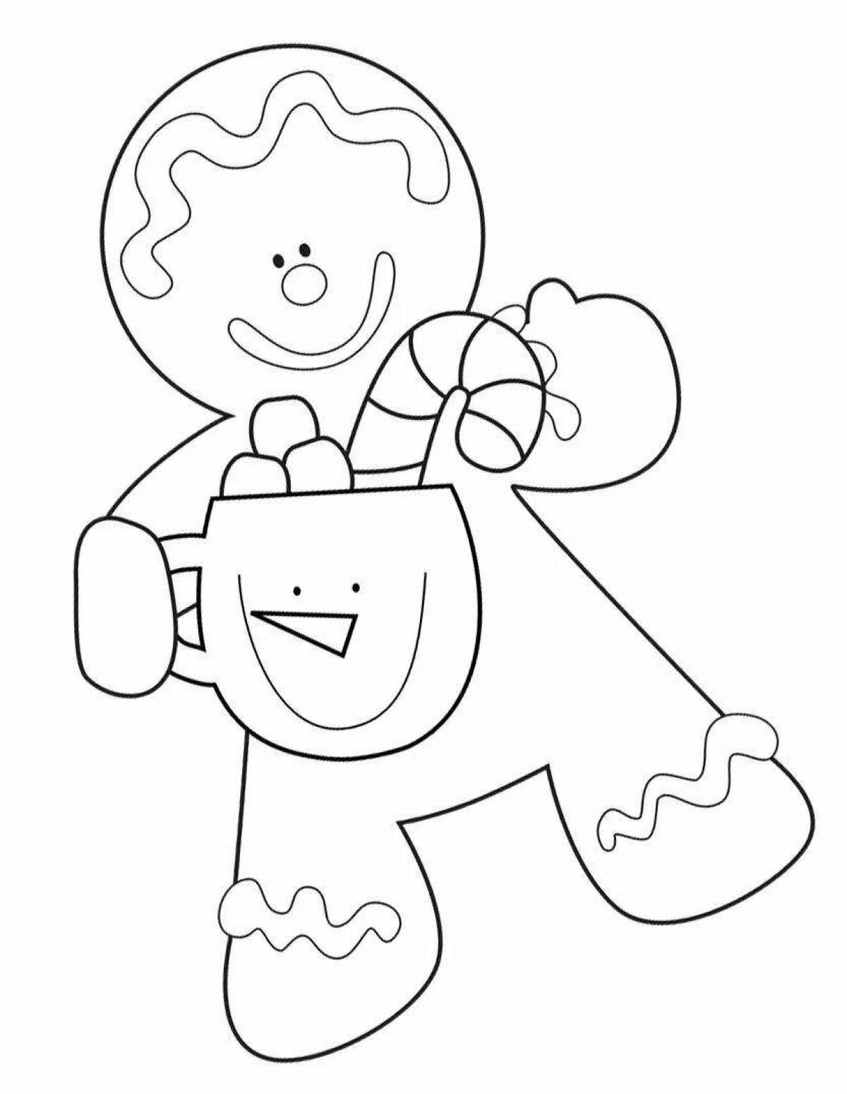 Coloring page funny gingerbread