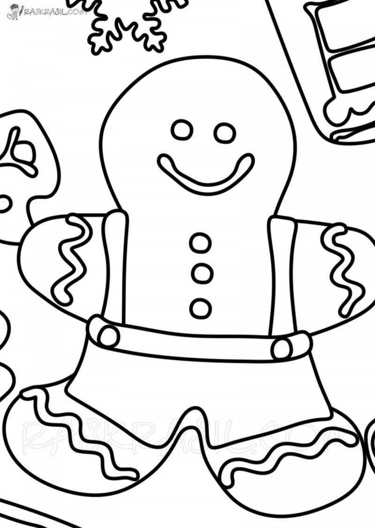 Glitter gingerbread coloring page