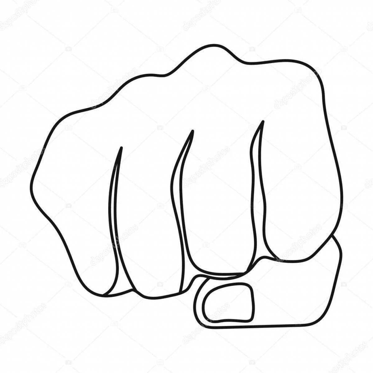 Colorful fist coloring page