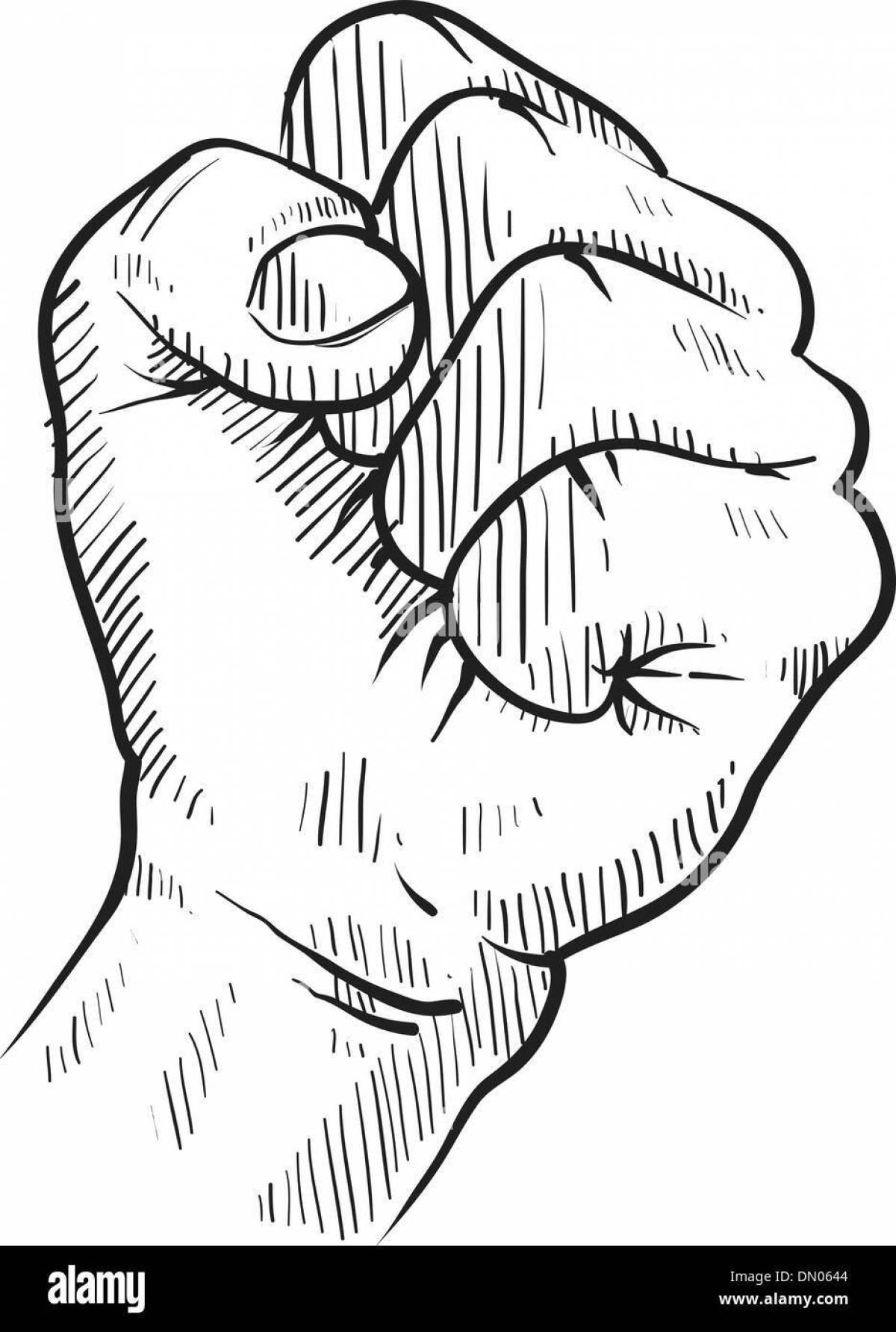 Monumental fist coloring page