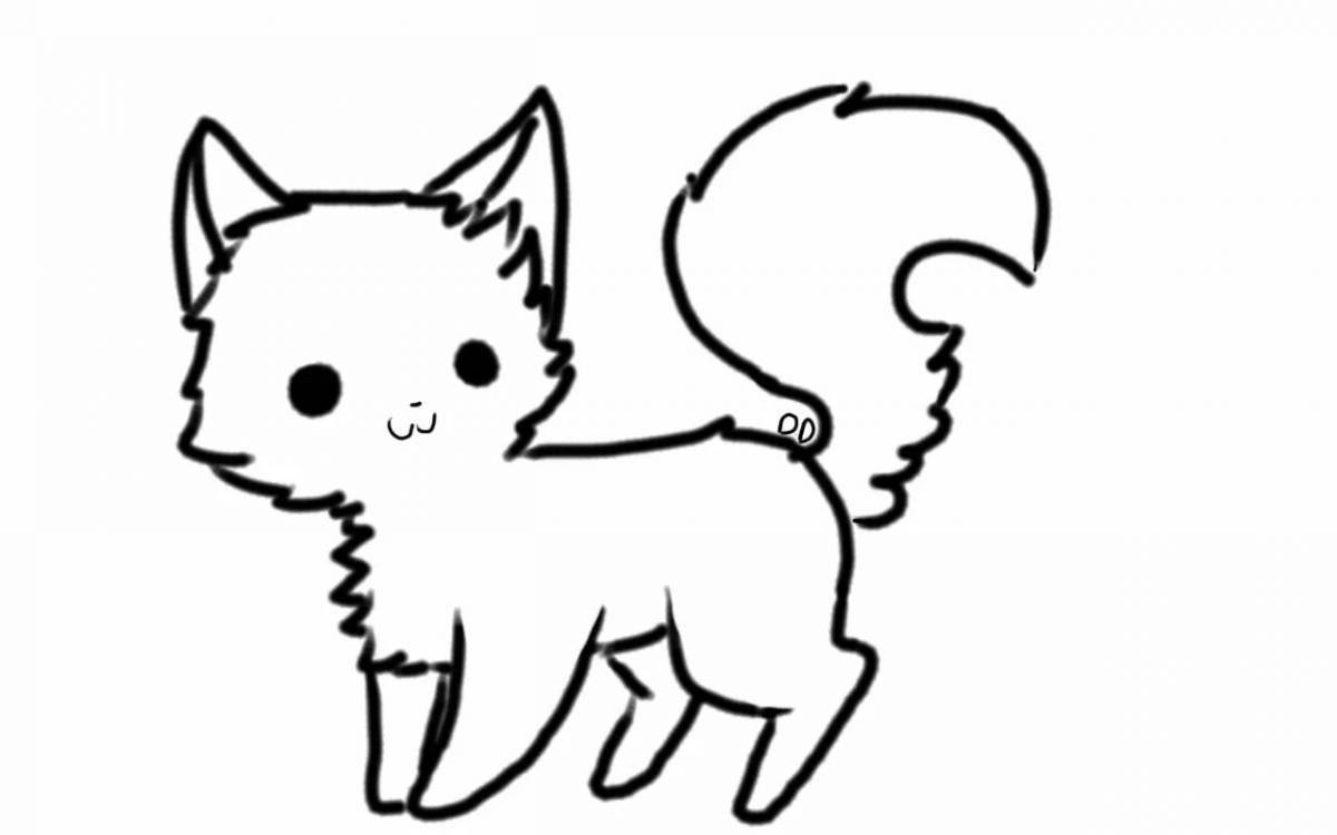 Cunning cute cat coloring page