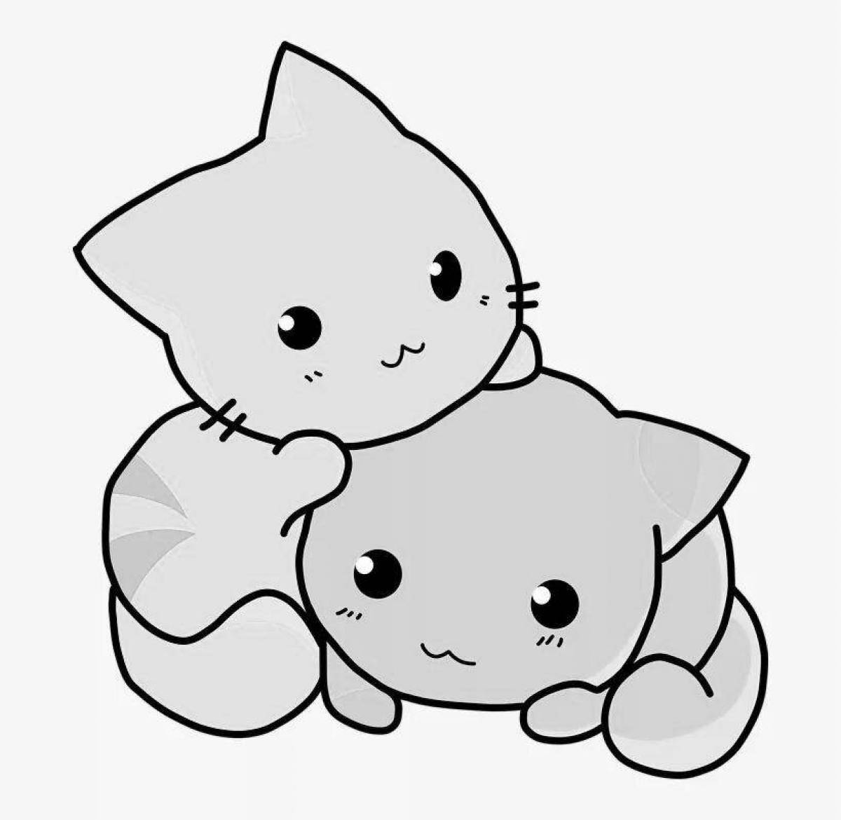Cute and adorable cat coloring page