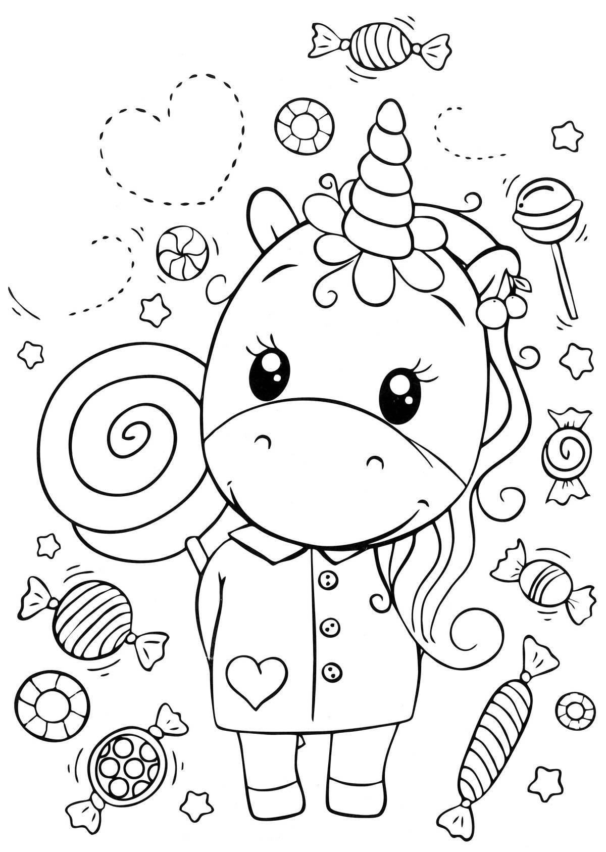 Playful coloring include unicorns
