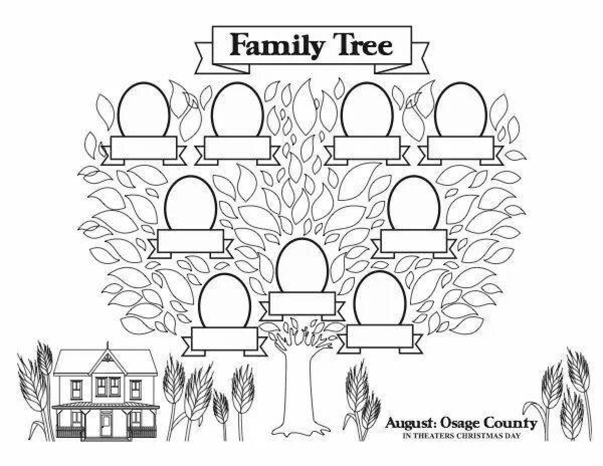Изысканная раскраска «семейное древо»