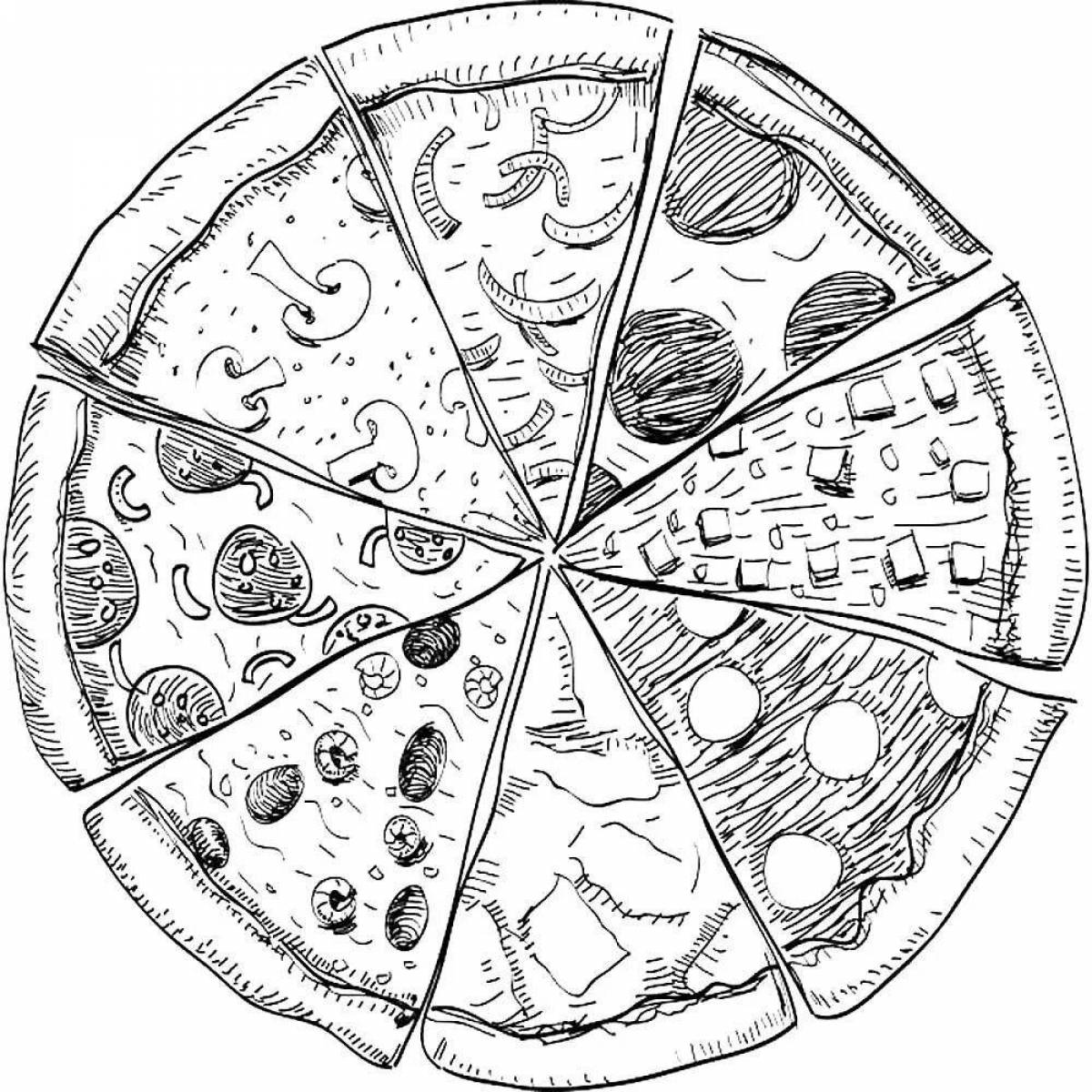 Соблазнительная страница раскраски пиццы