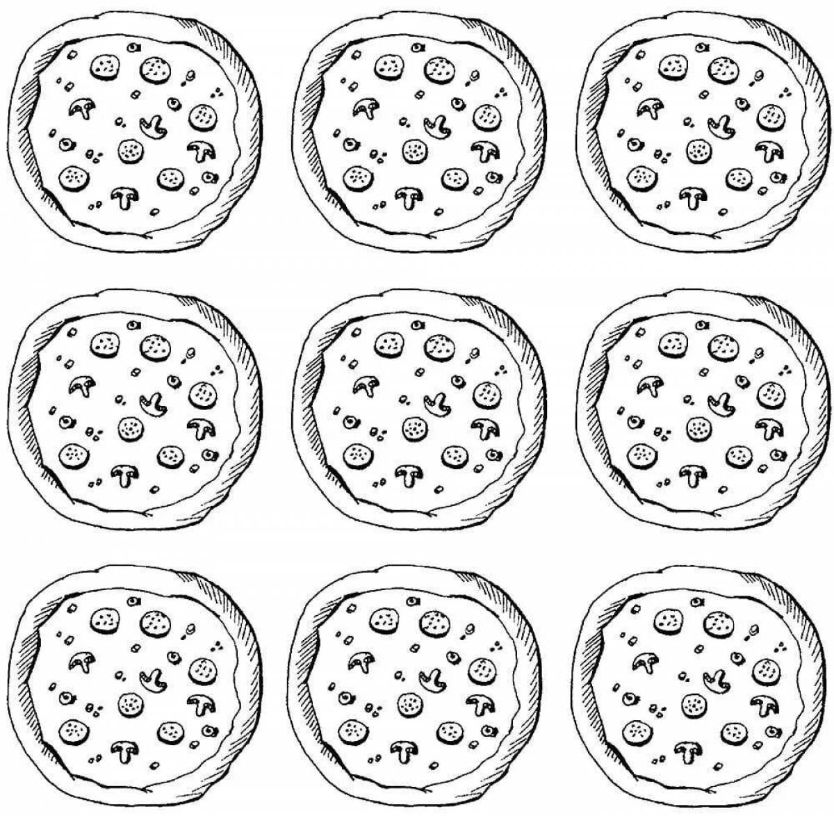 Tempting pizza toppings coloring book