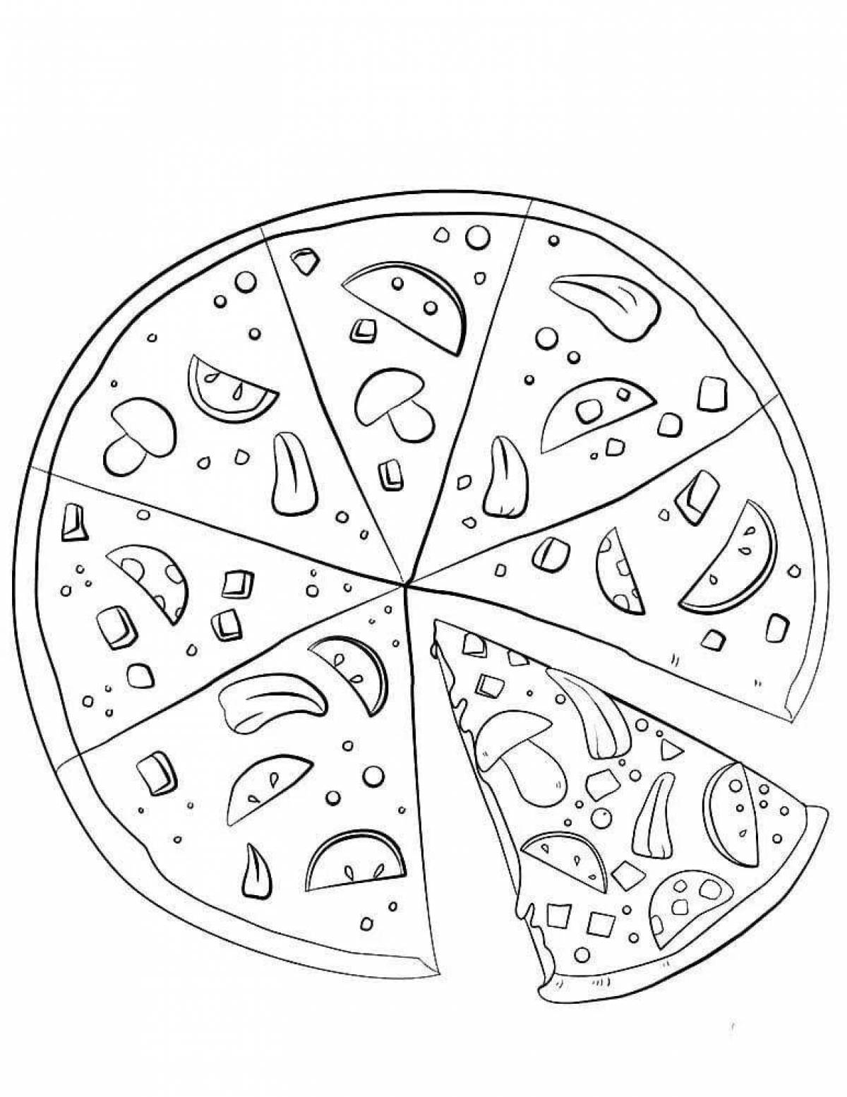 Delicious pizza slices color the picture