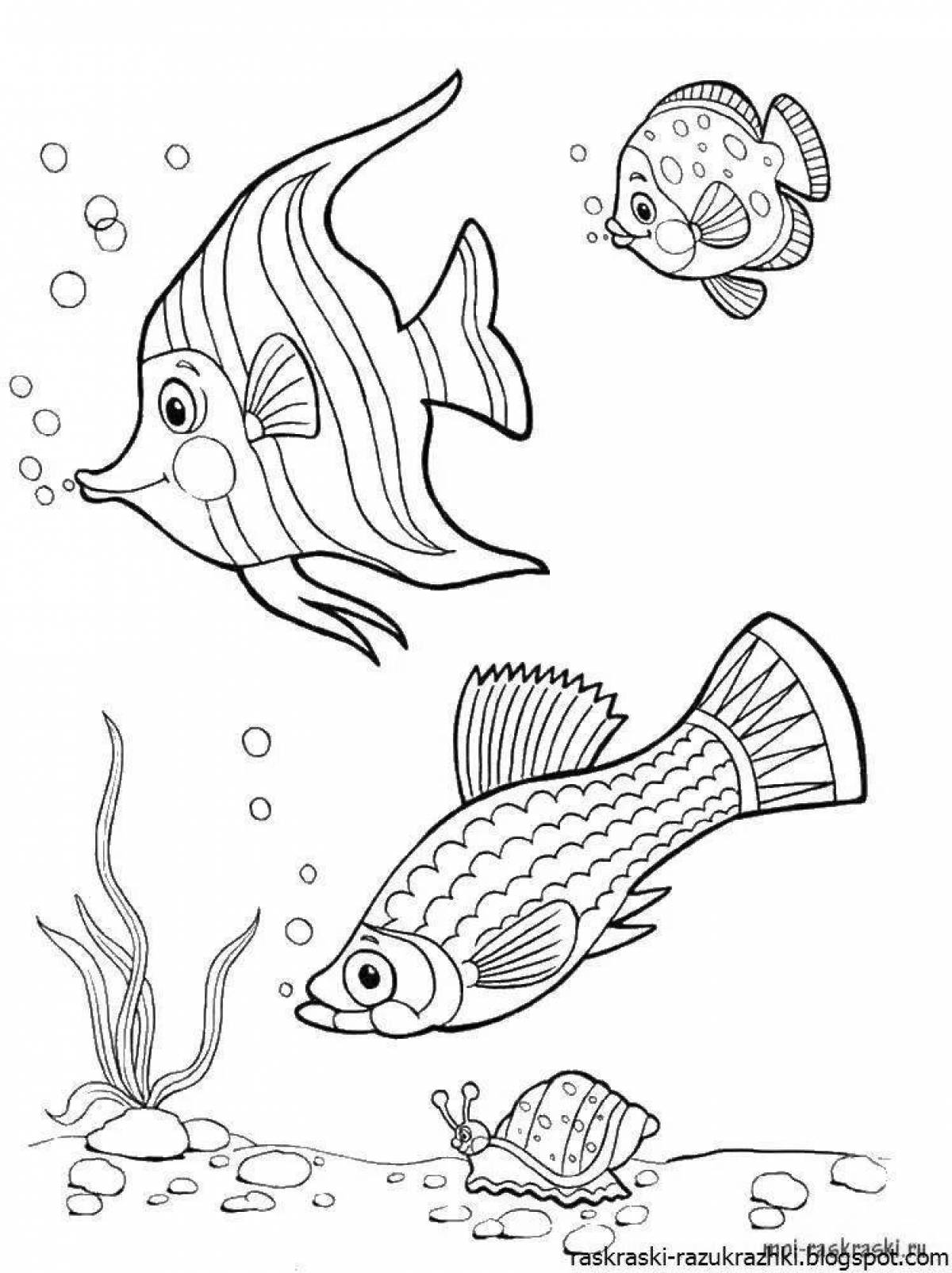 Восхитительная страница раскраски аквариумных рыбок