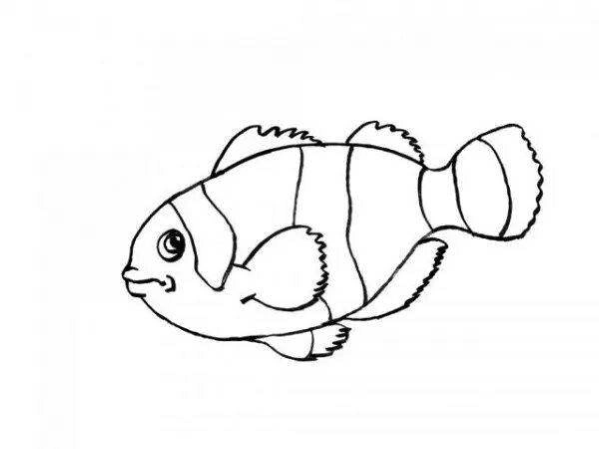 Раскраска веселая аквариумная рыбка