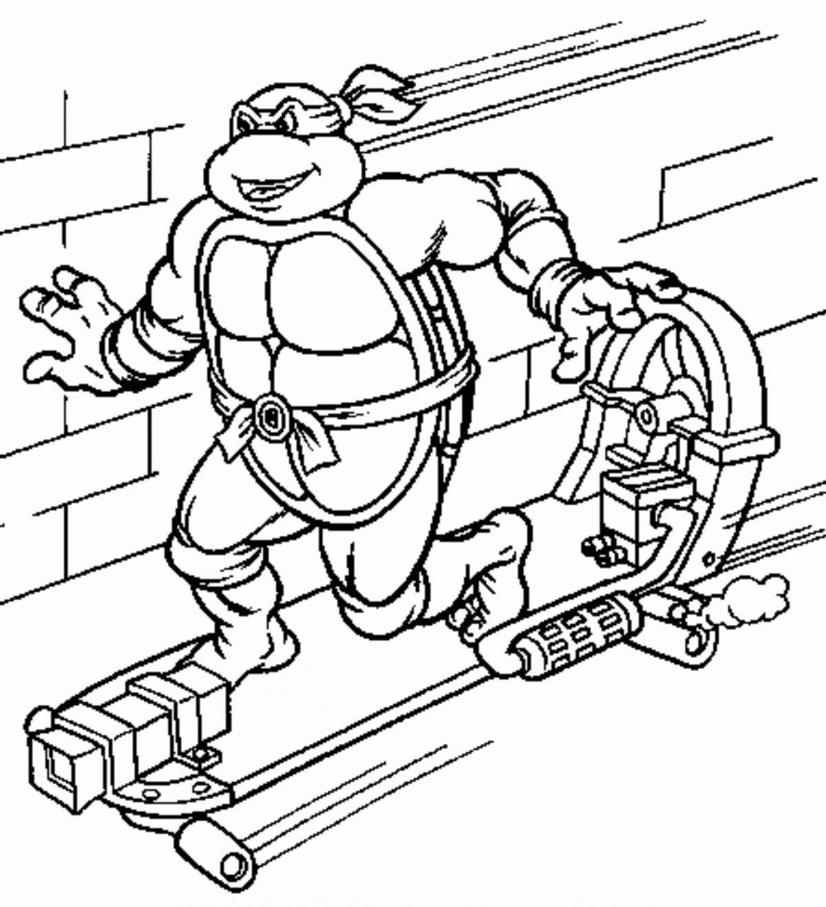 Coloring page brave ninja turtle