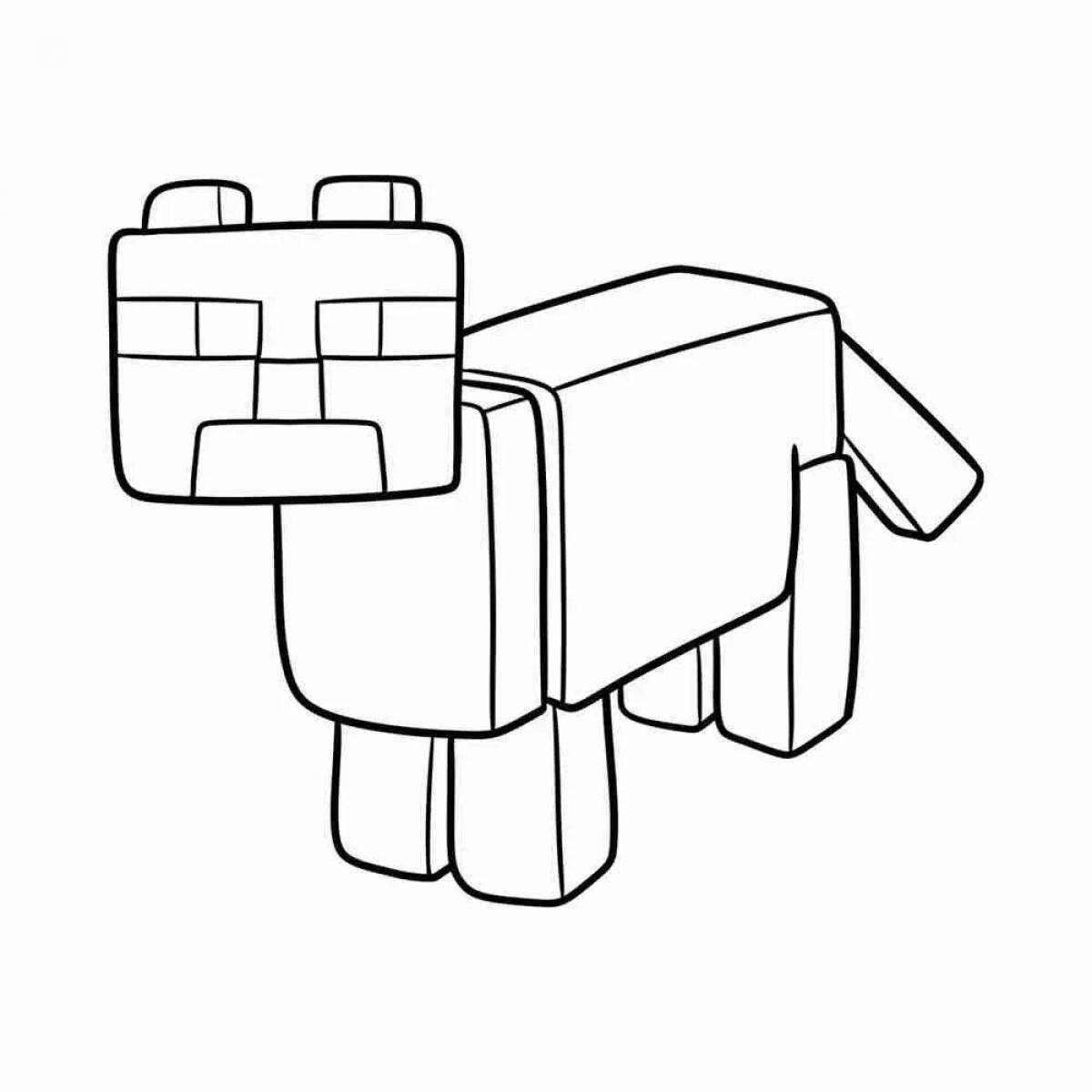 Playful minecraft cat coloring page