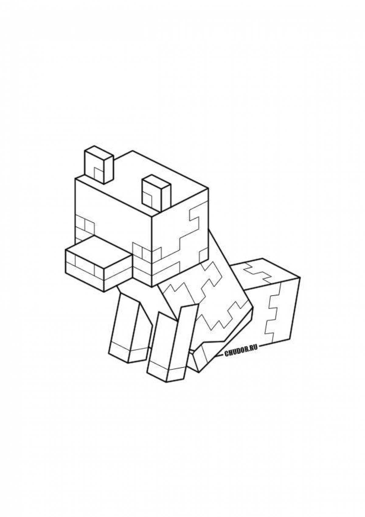 Exciting minecraft cat coloring page