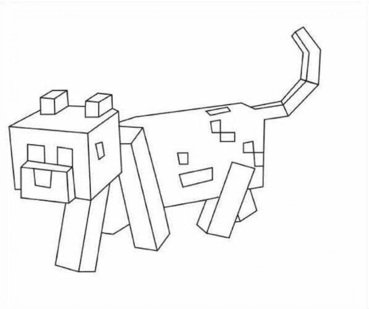 Fancy minecraft cat coloring page