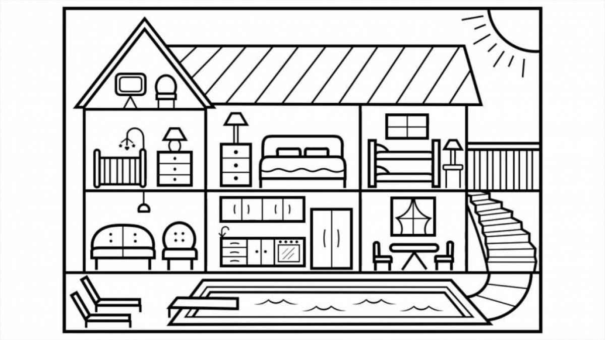 Joyful coloring inside the house