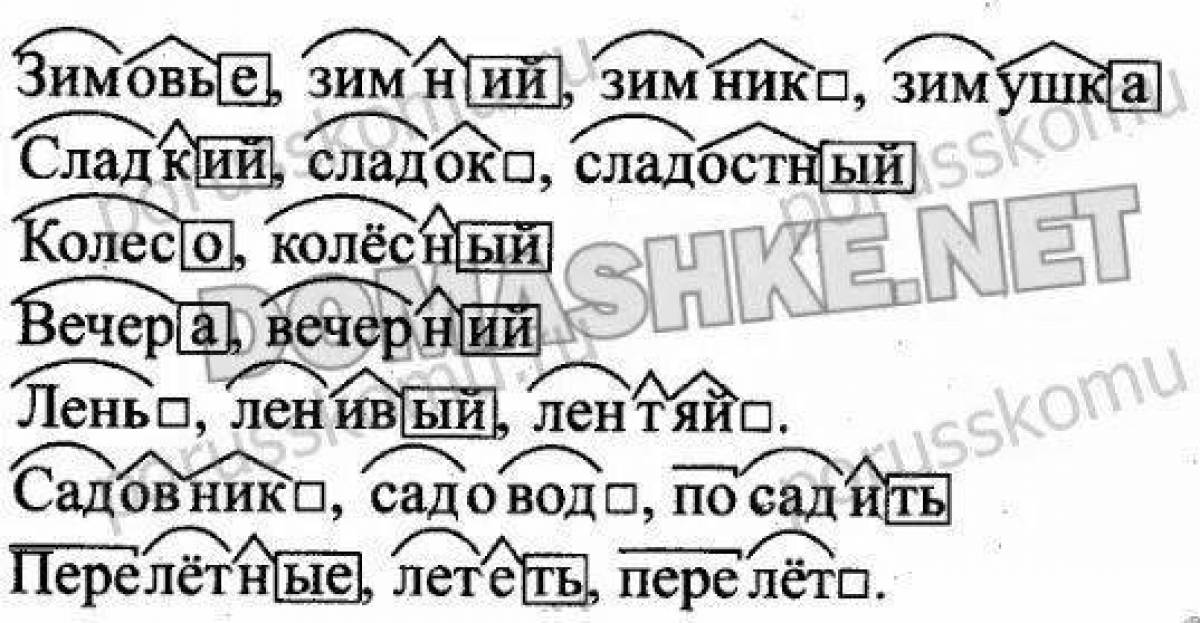 Как разобрать слово по составу 4 класс образец