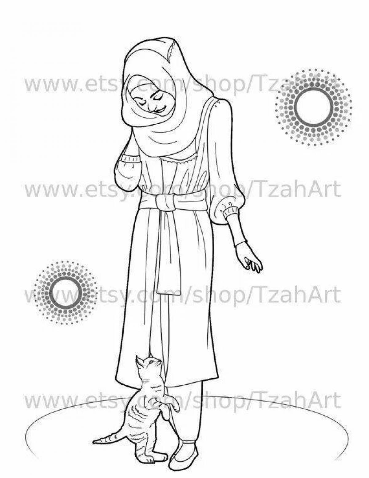 Кукла мусульманка раскраска