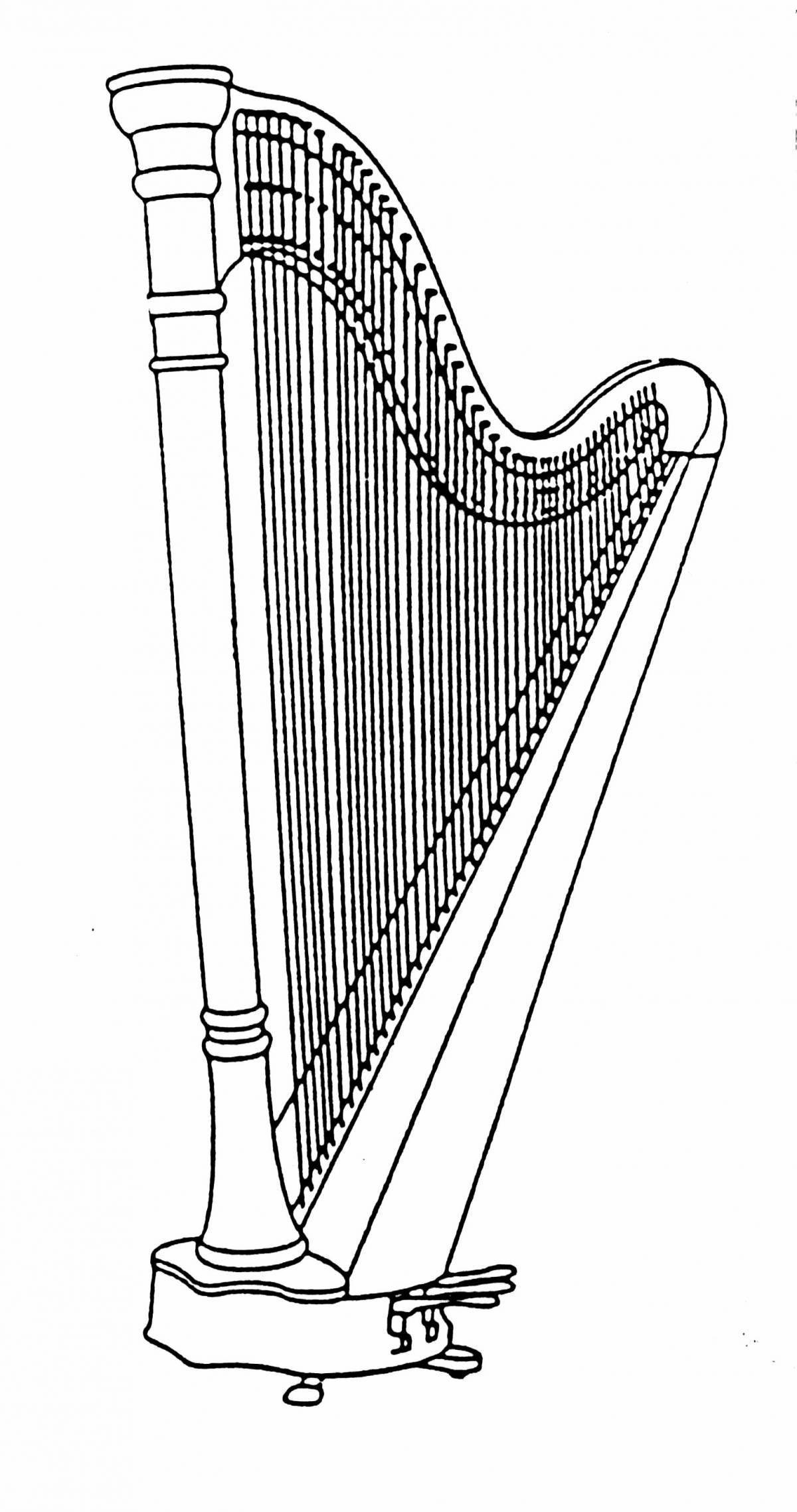 Музыкальный инструмент арфа вид сбоку