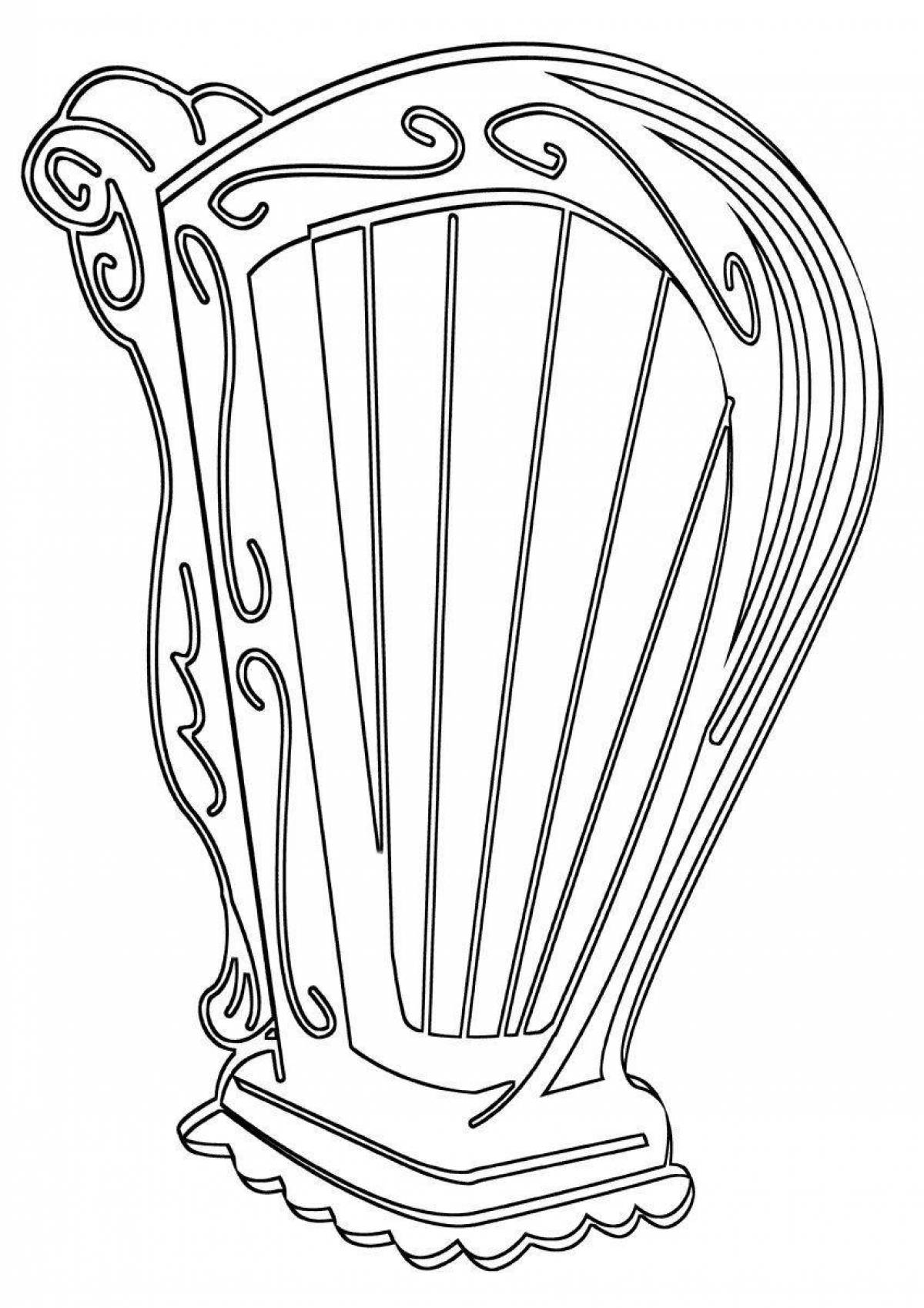 Раскраска арфа музыкальный инструмент