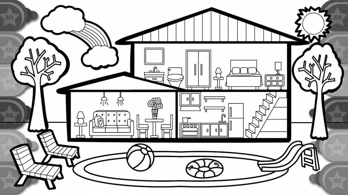 Cozy coloring inside the house