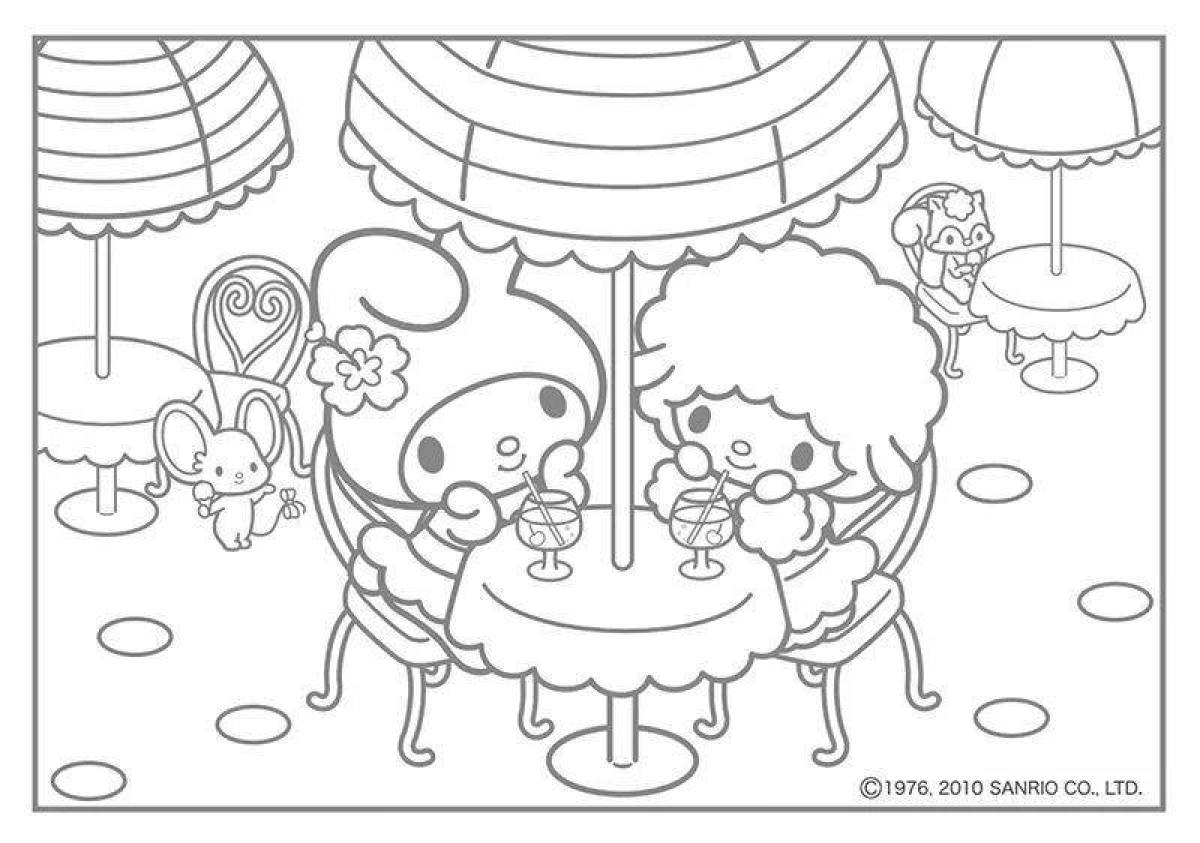 Kuromi and Meladi holiday coloring page