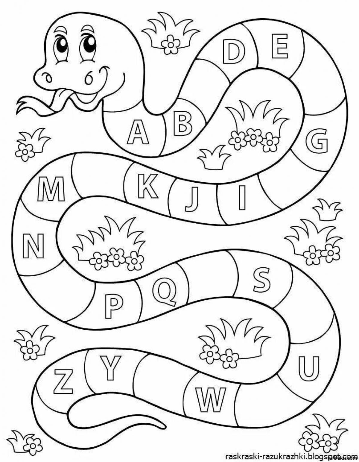 Exciting alphabet knowledge coloring page