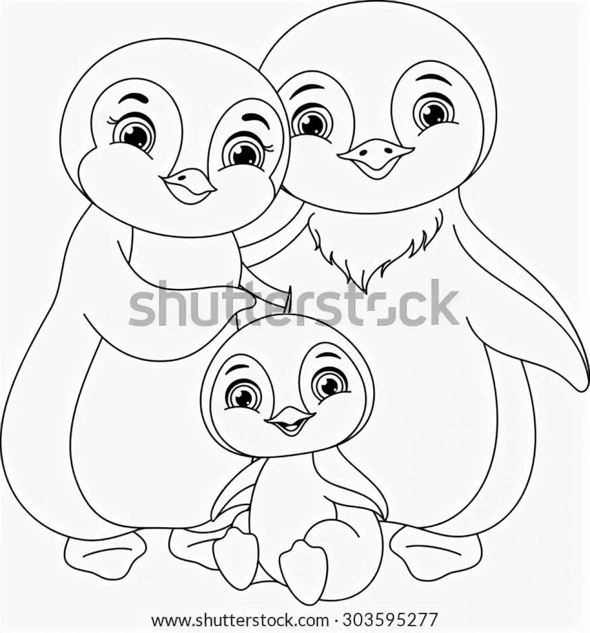 Развлекательная раскраска пингвинов для детей