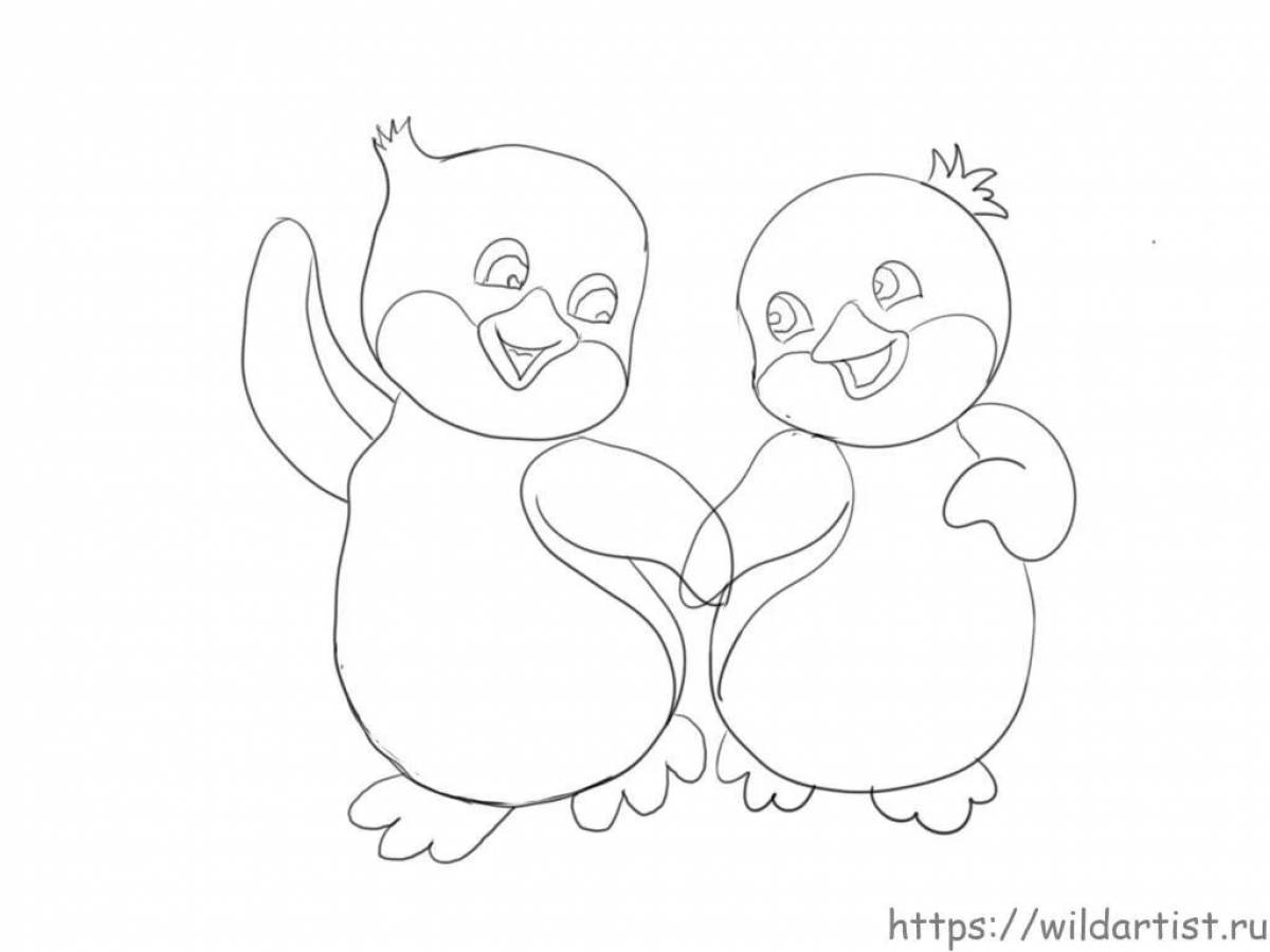 Изысканная раскраска пингвинов для детей
