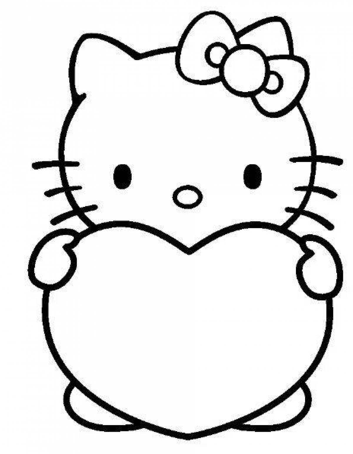 Cute cat with heart coloring book