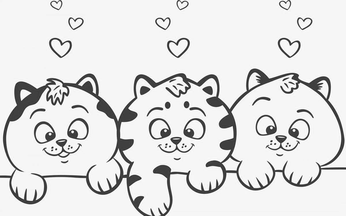 Cute cat with heart coloring book