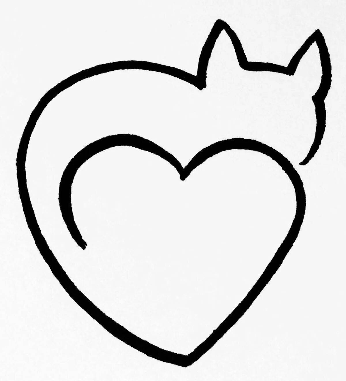 Live cat with heart coloring book