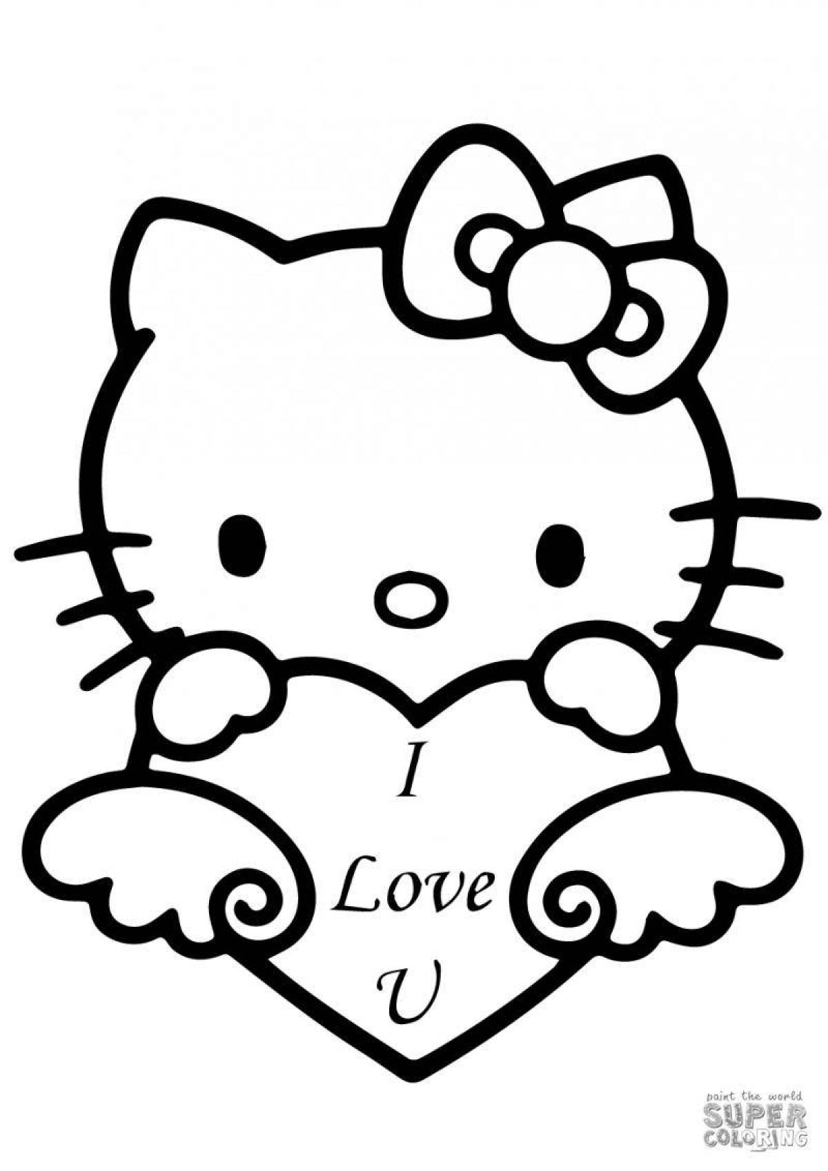 Мистический кот с сердечком раскраска