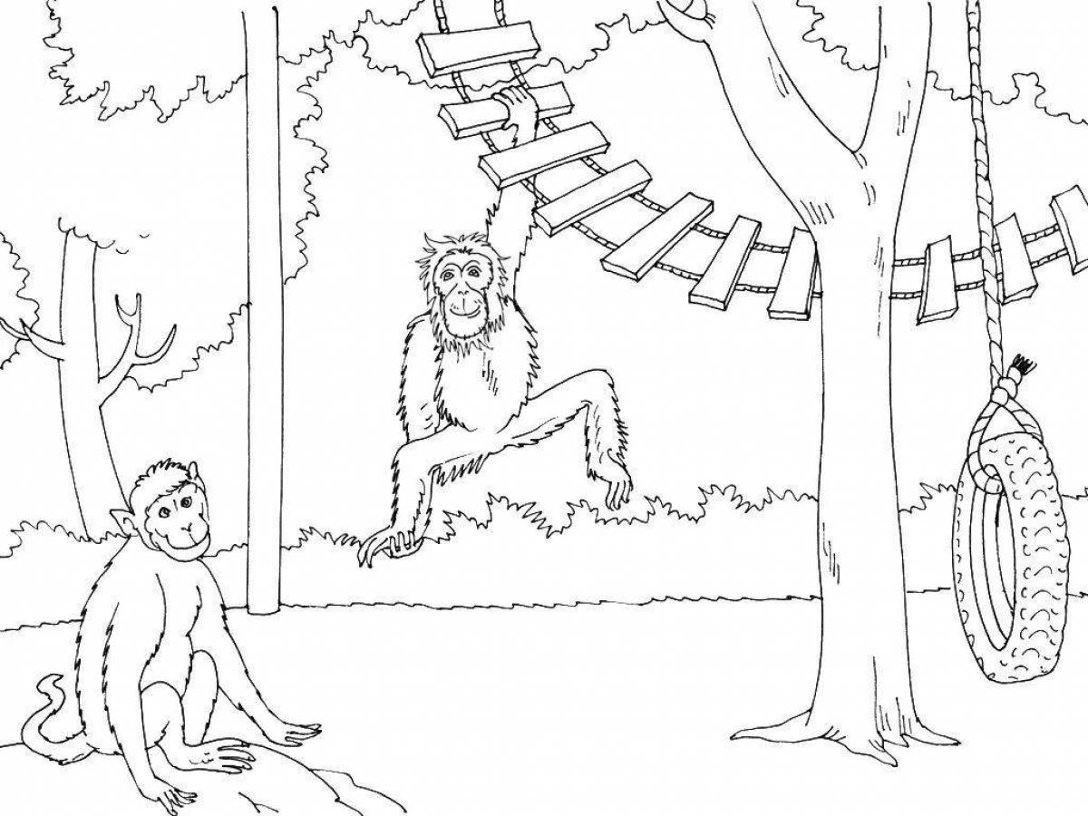 Coloring book inviting zoo for kids