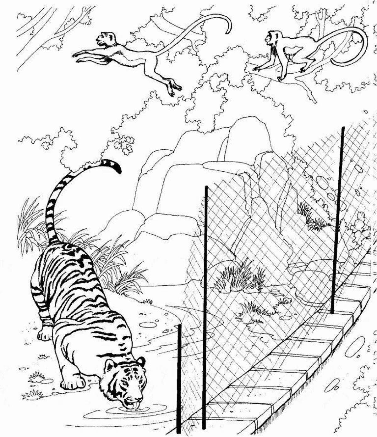 Wonderful zoo coloring book for kids