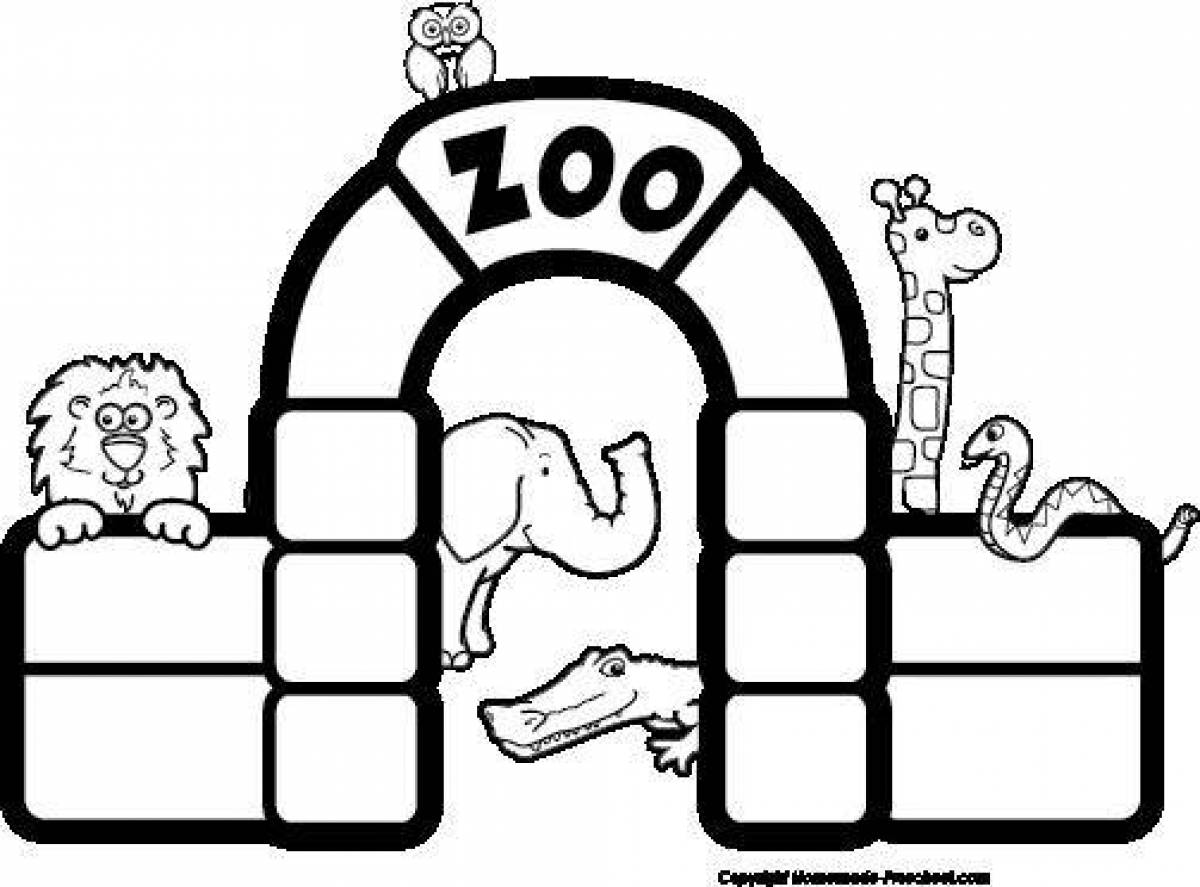 Beautiful zoo coloring page for kids