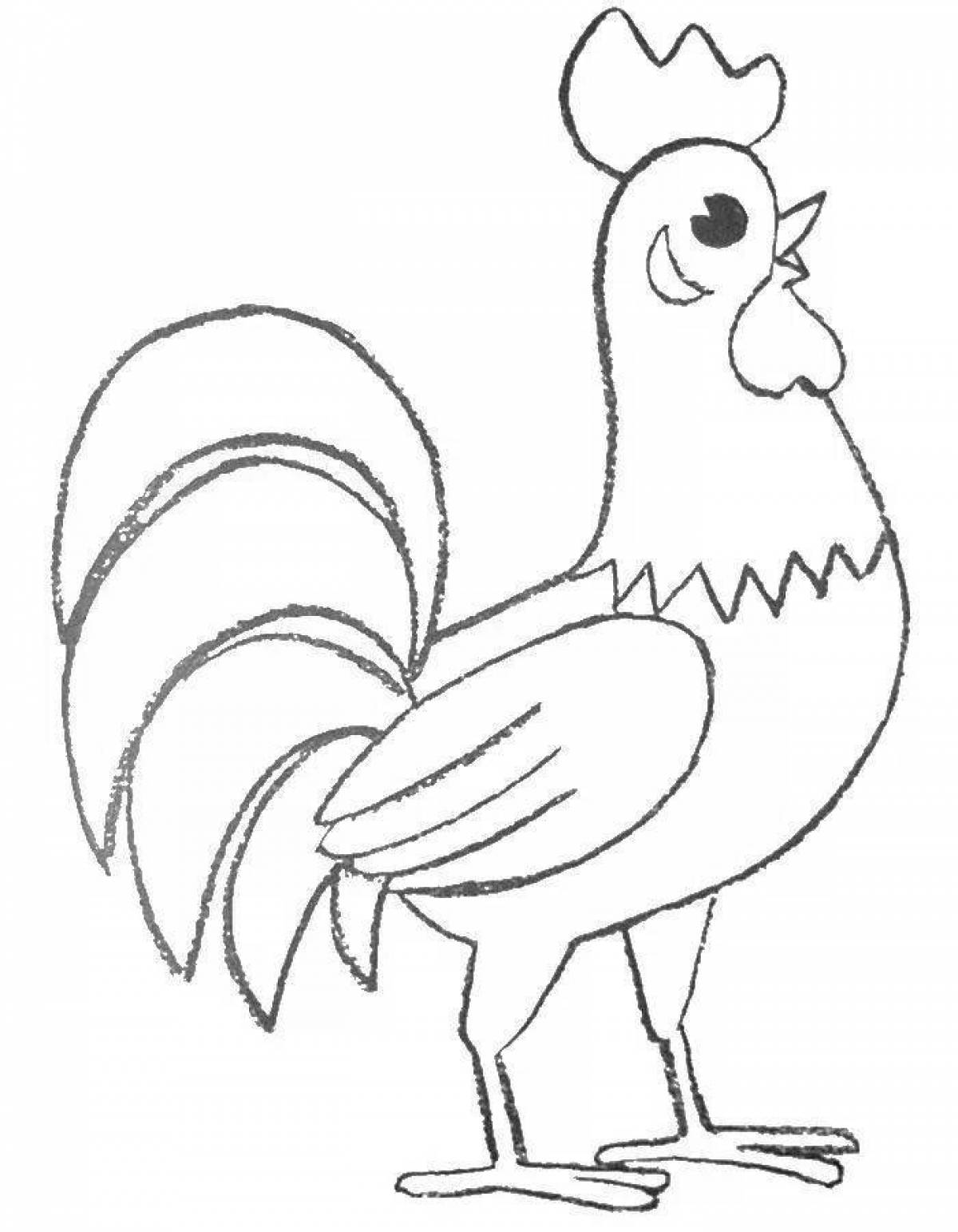 Fabulous rooster coloring for kids