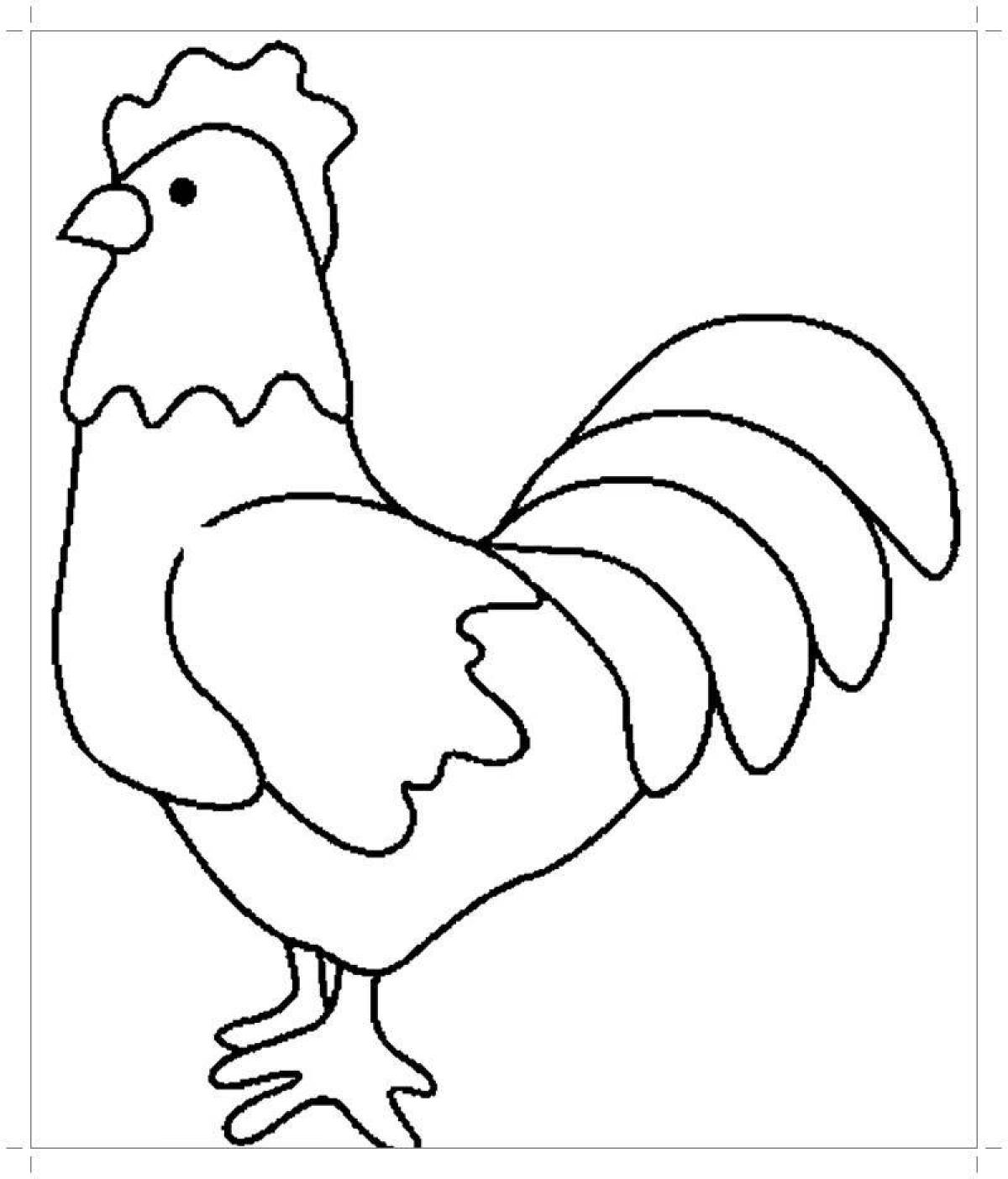 Adorable rooster coloring book for kids