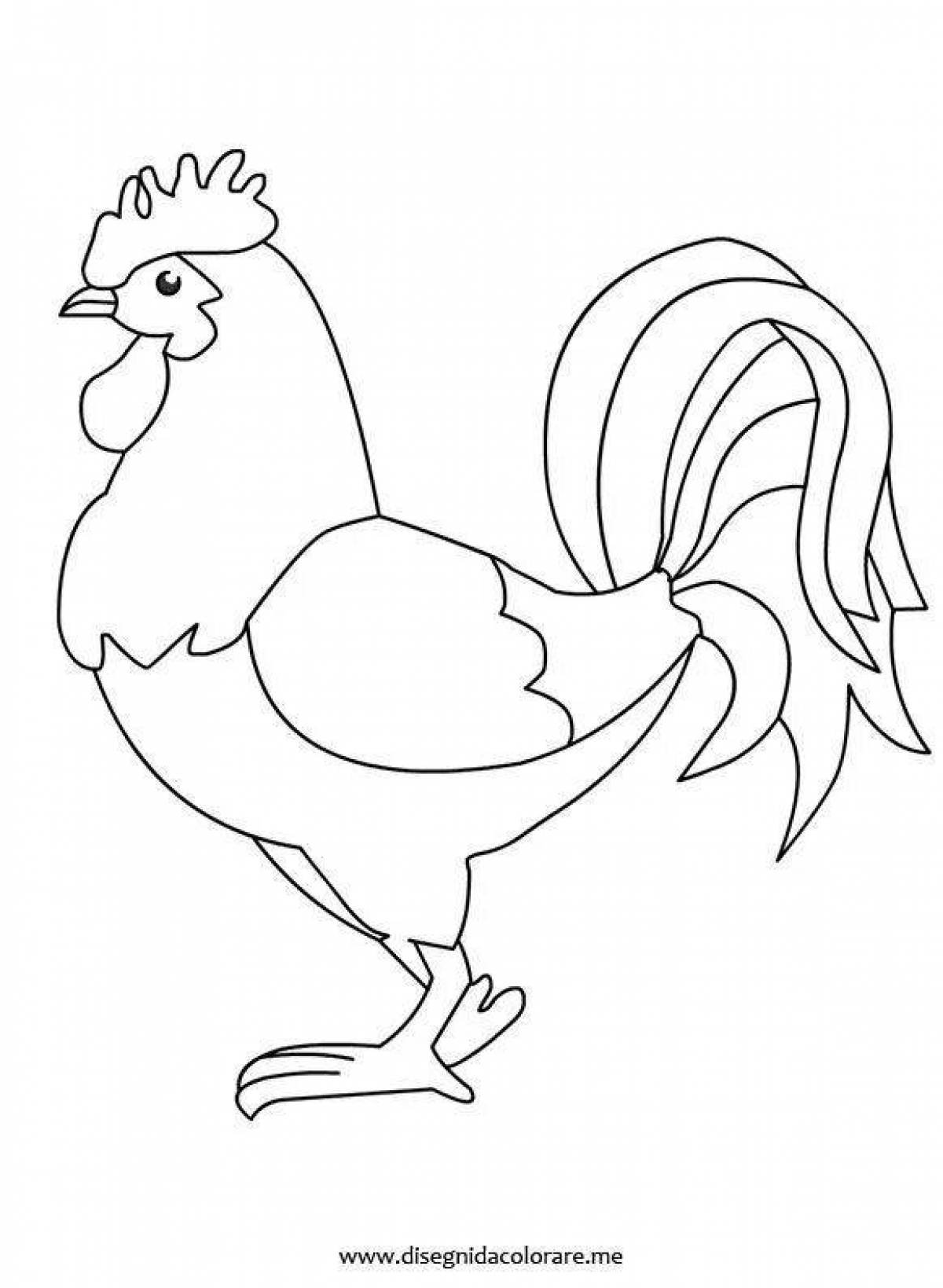 Adorable rooster coloring page for kids