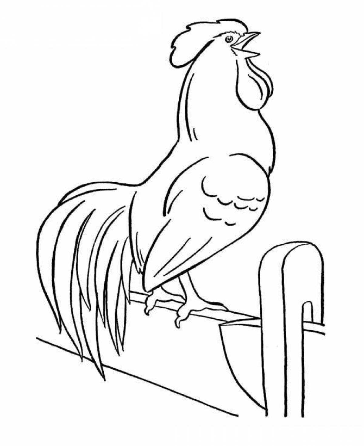 Adorable rooster coloring book for kids