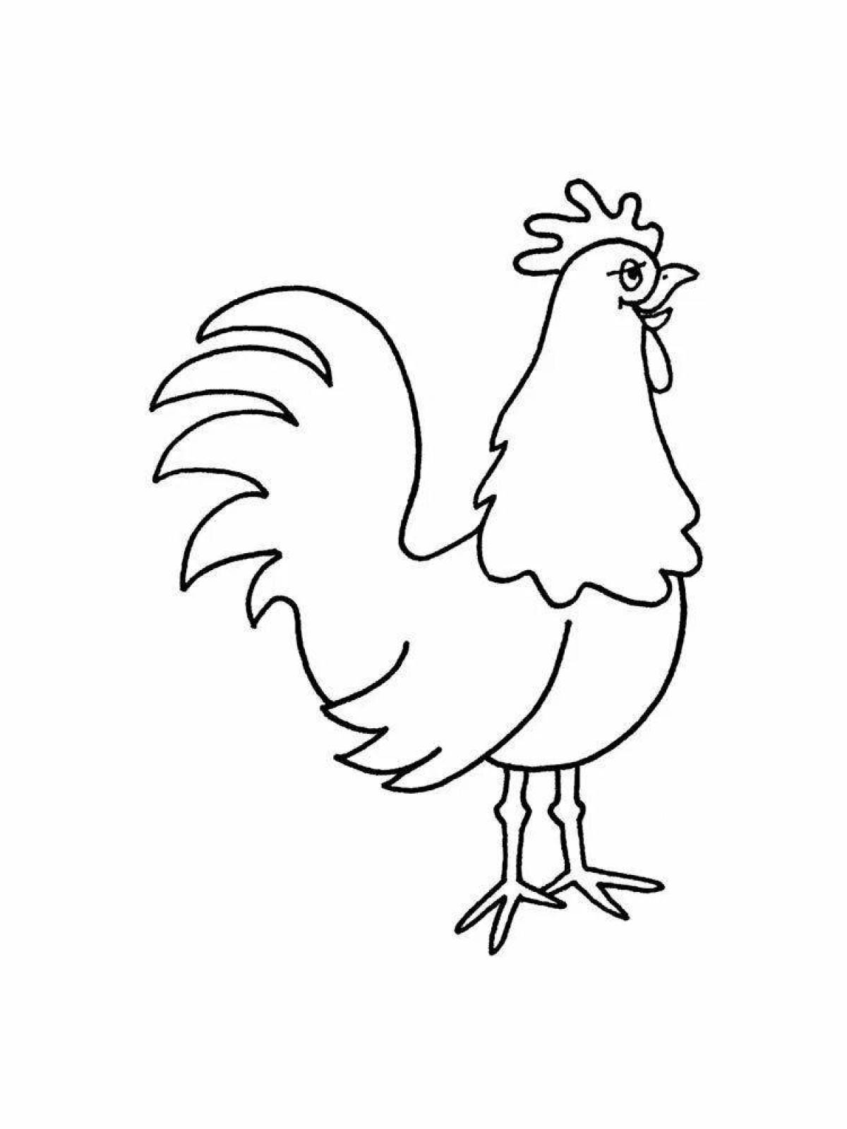 Coloring book witty rooster for kids