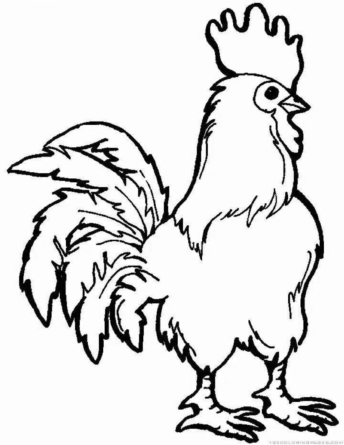 Coloring book smart rooster for kids