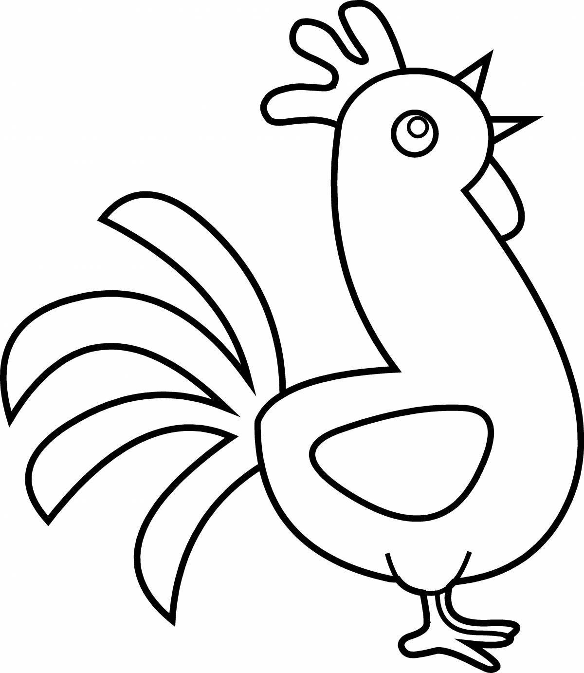 Colouring dazzling rooster for kids